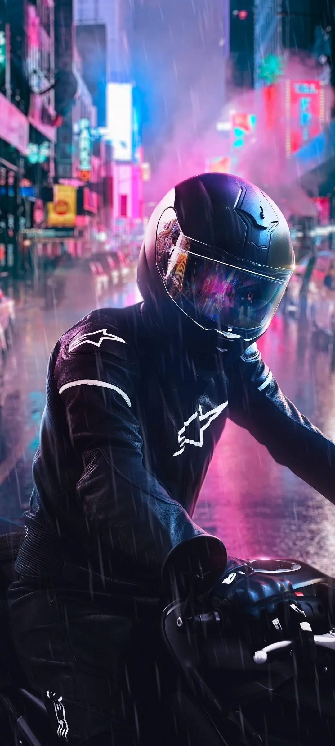 Cyber Warrior in Neon Lights with Digital Street Theme