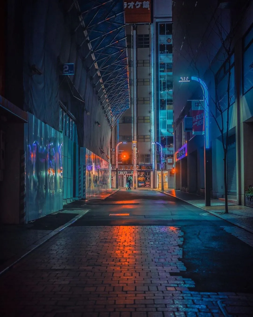Cyberpunk Alley Night Scene Digital Phone Wallpaper