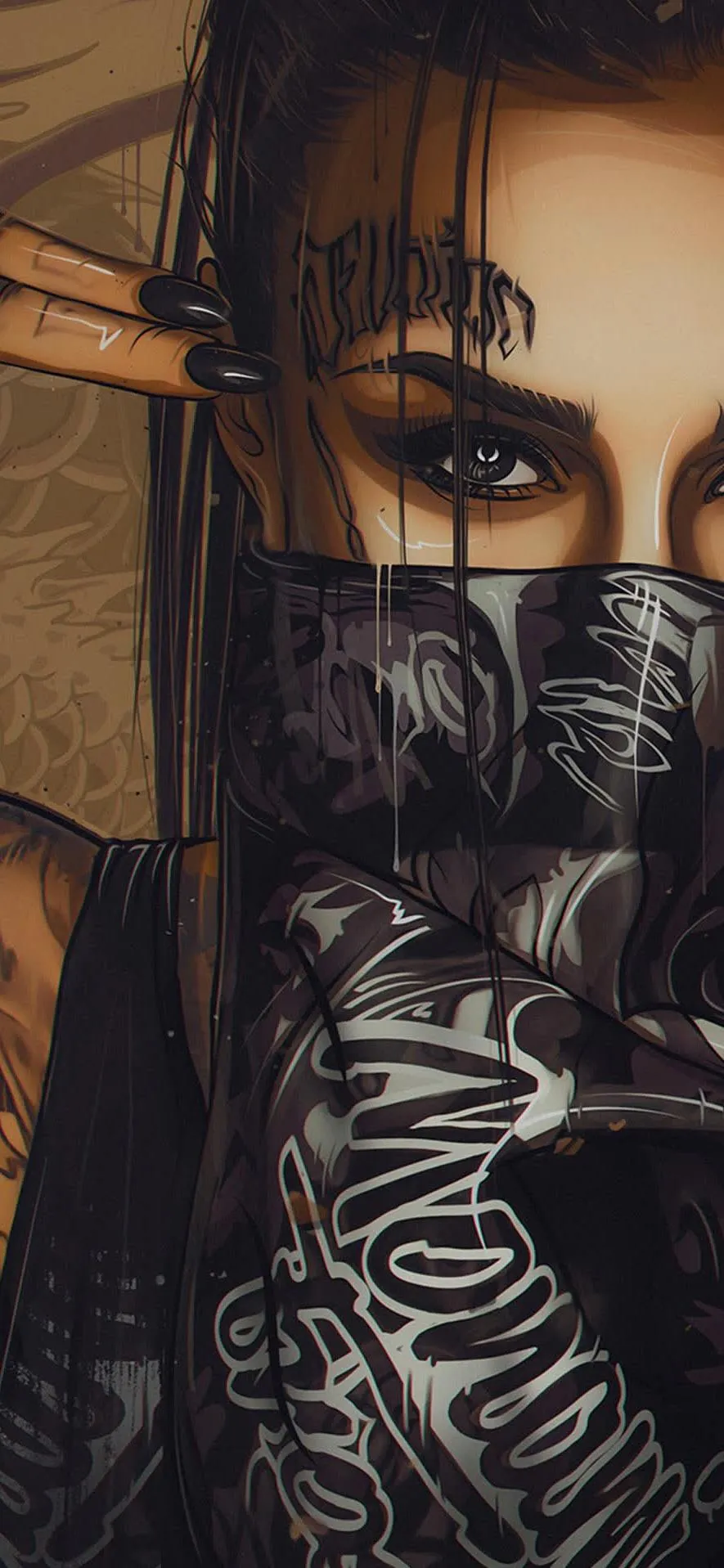 Cyberpunk Street Style Art for Urban Mobile Wallpaper