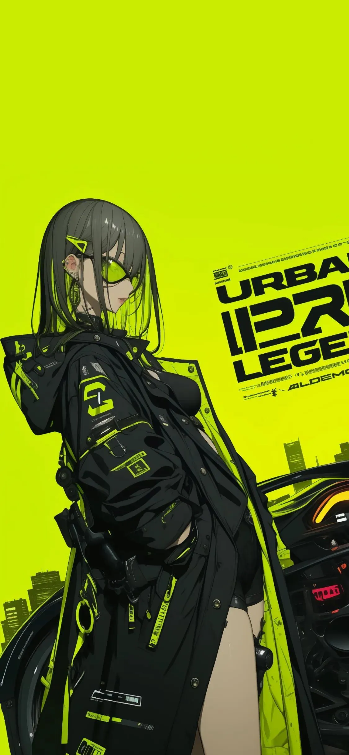 Cyberpunk Style Woman in Yellow with Futuristic Gear