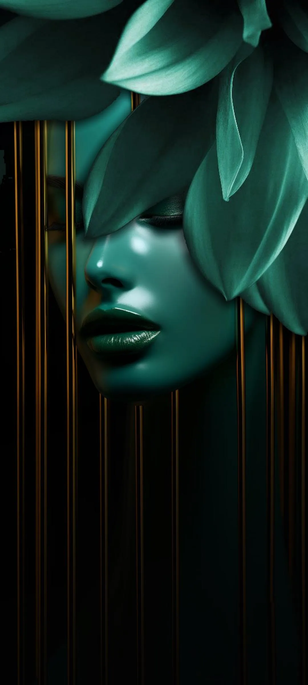 Cyberpunk Woman with Glowing Green Light Effect Wallpaper