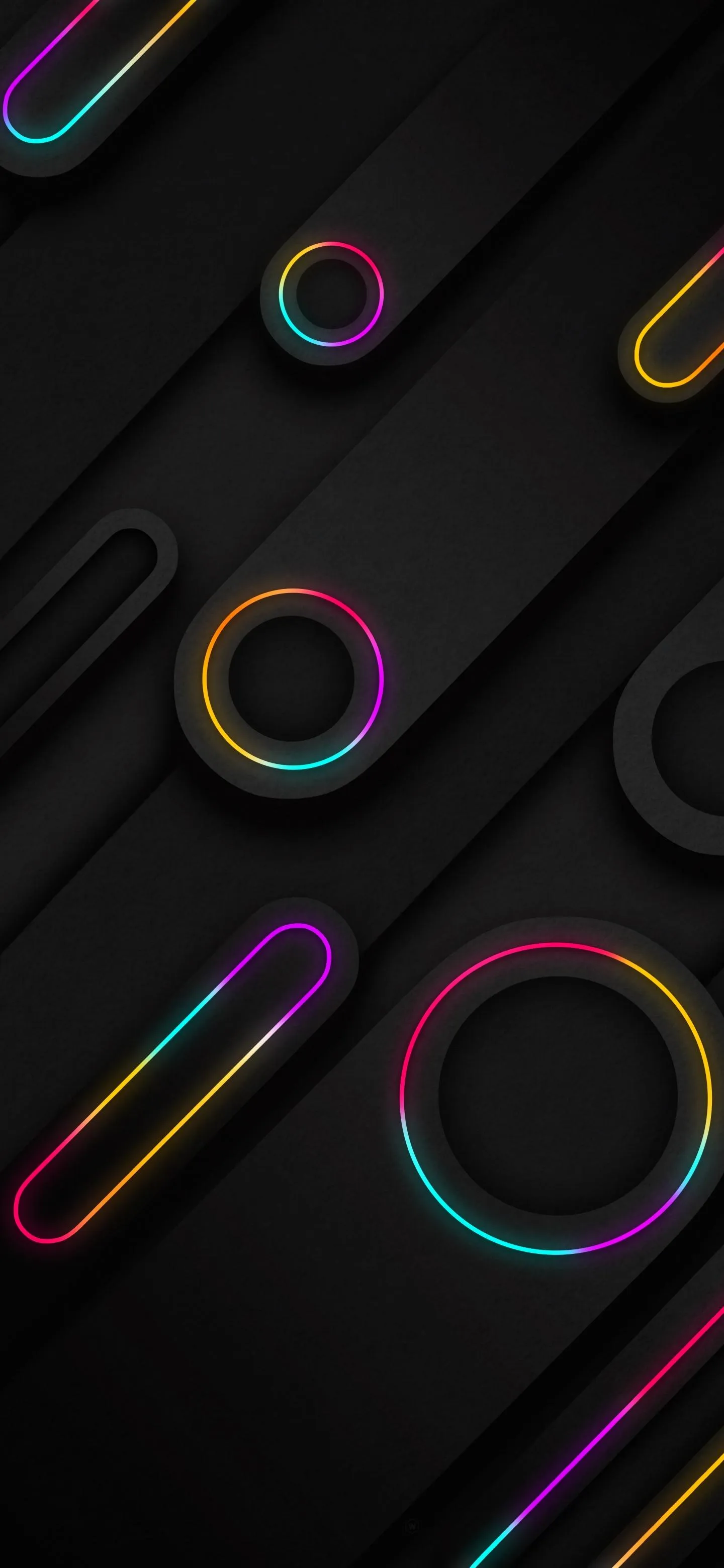 Dark Abstract Circles with Neon Light Pattern Wallpaper
