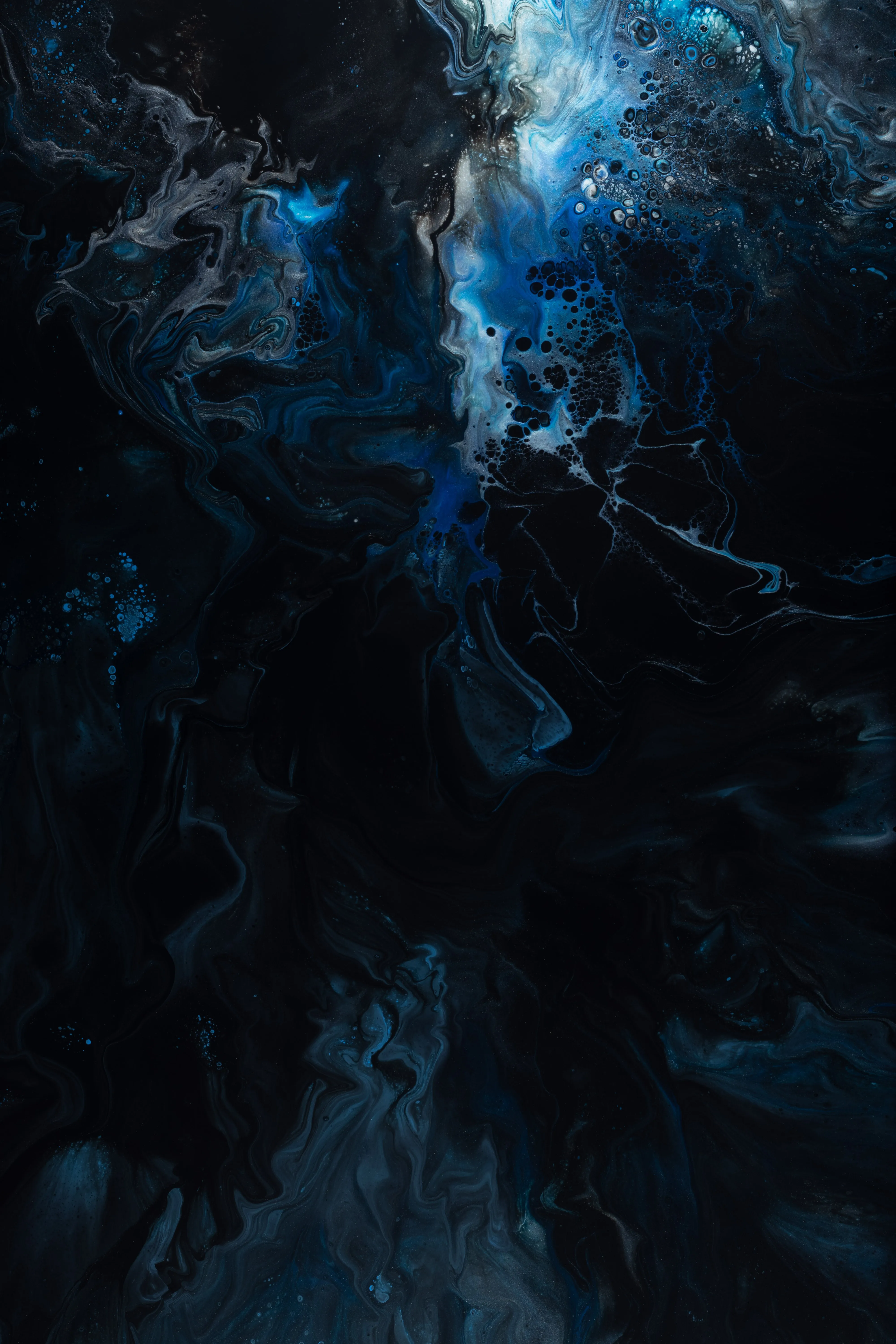 Dark Abstract Cosmic Scene with Deep Blue Glow Wallpaper