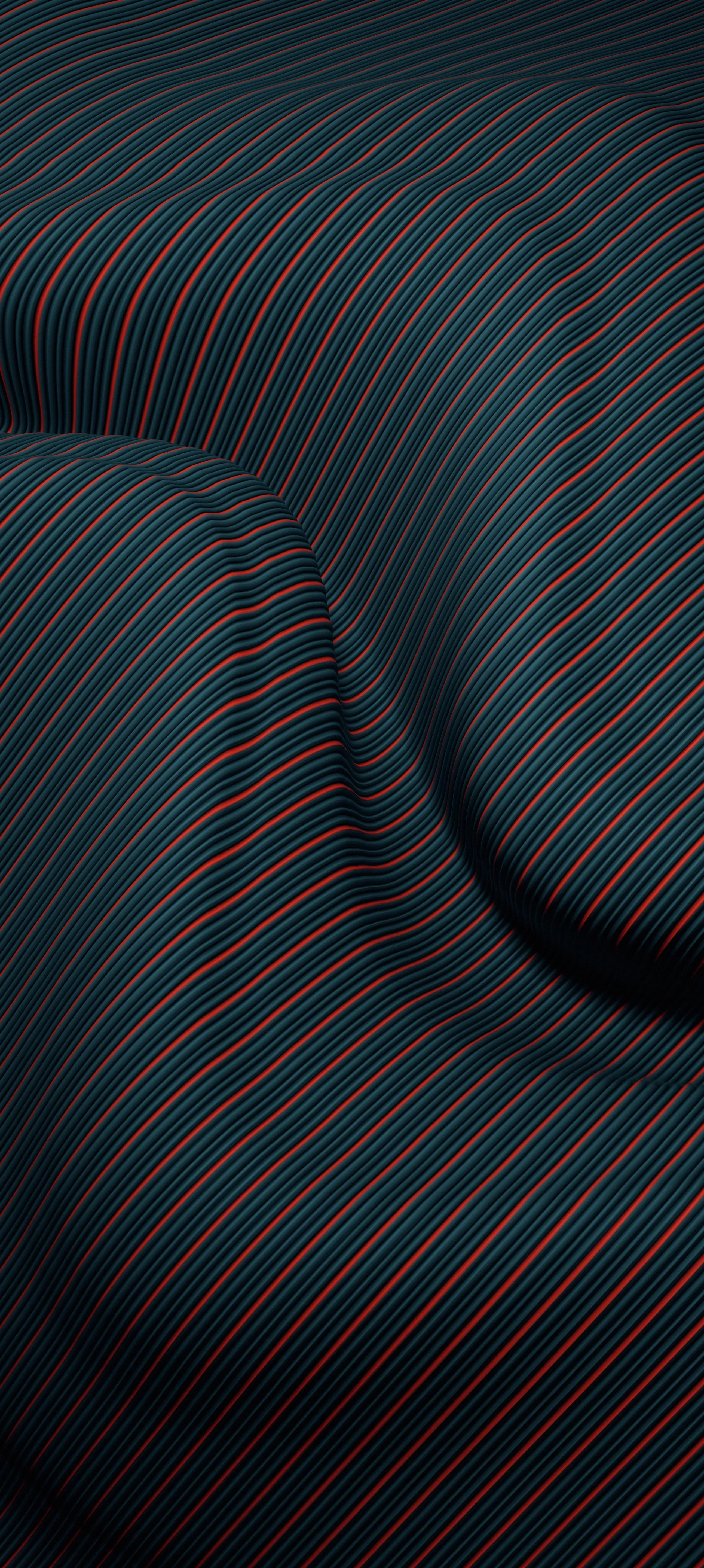 Dark Abstract Waves with Smooth 3D Texture Effect Wallpaper