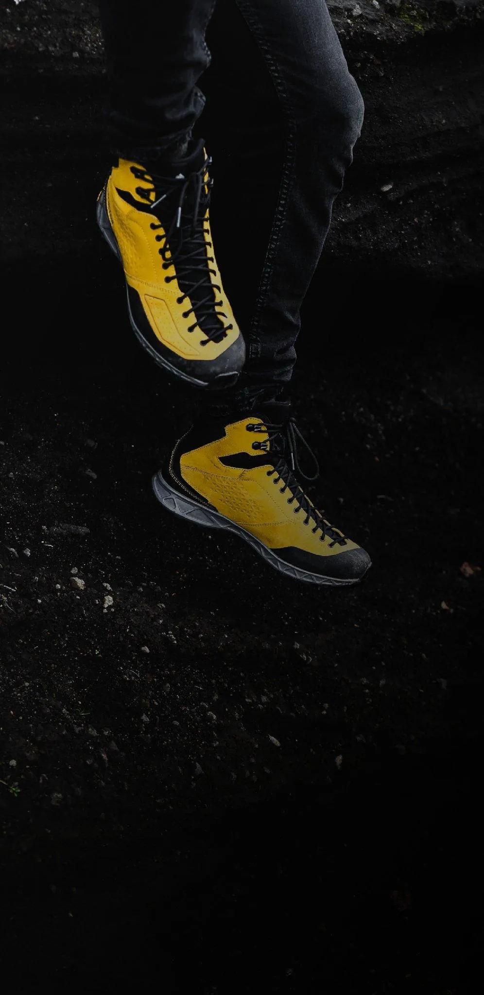 Dark Aesthetic Sneakers with Yellow Neon Lights Wallpaper