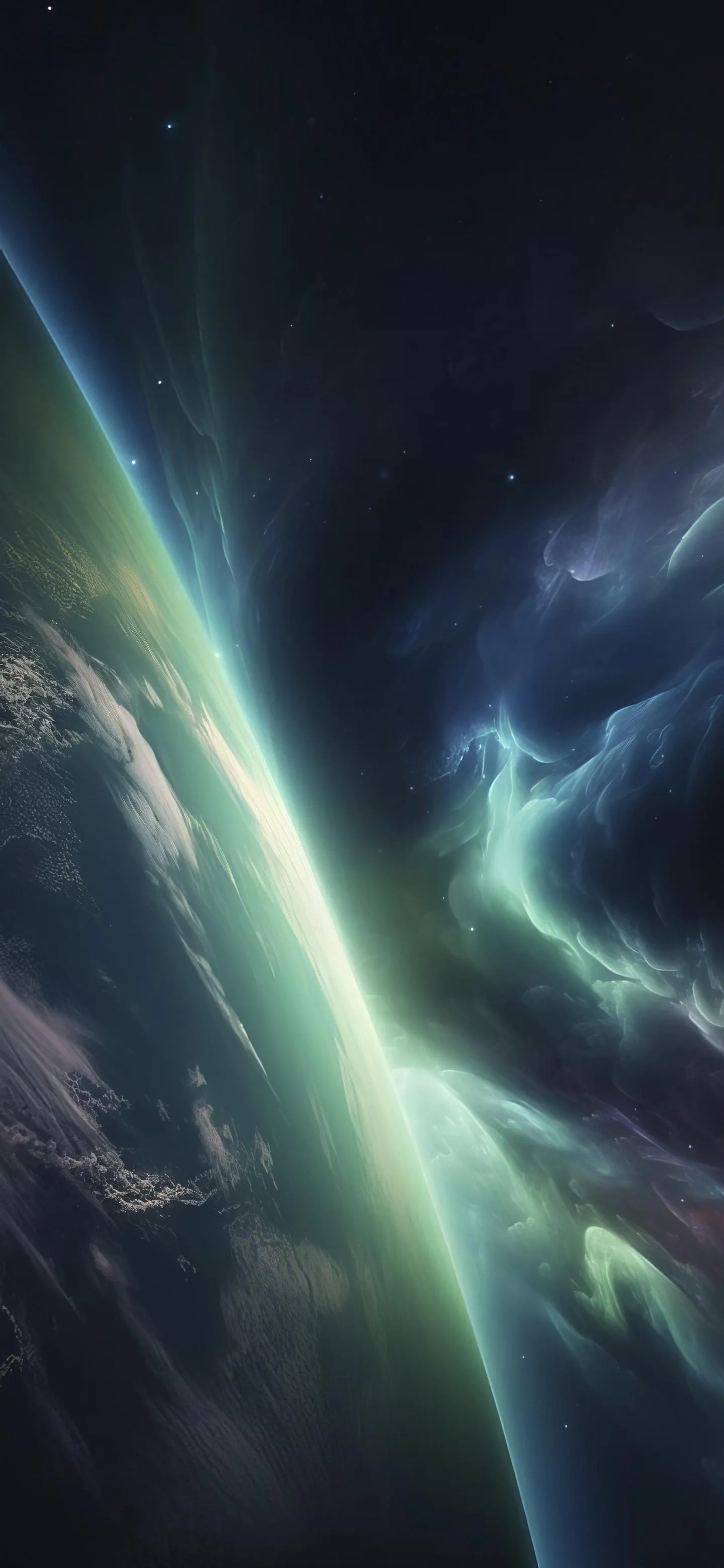 Dark Aurora Light Stream in Outer Space Vibes Wallpaper