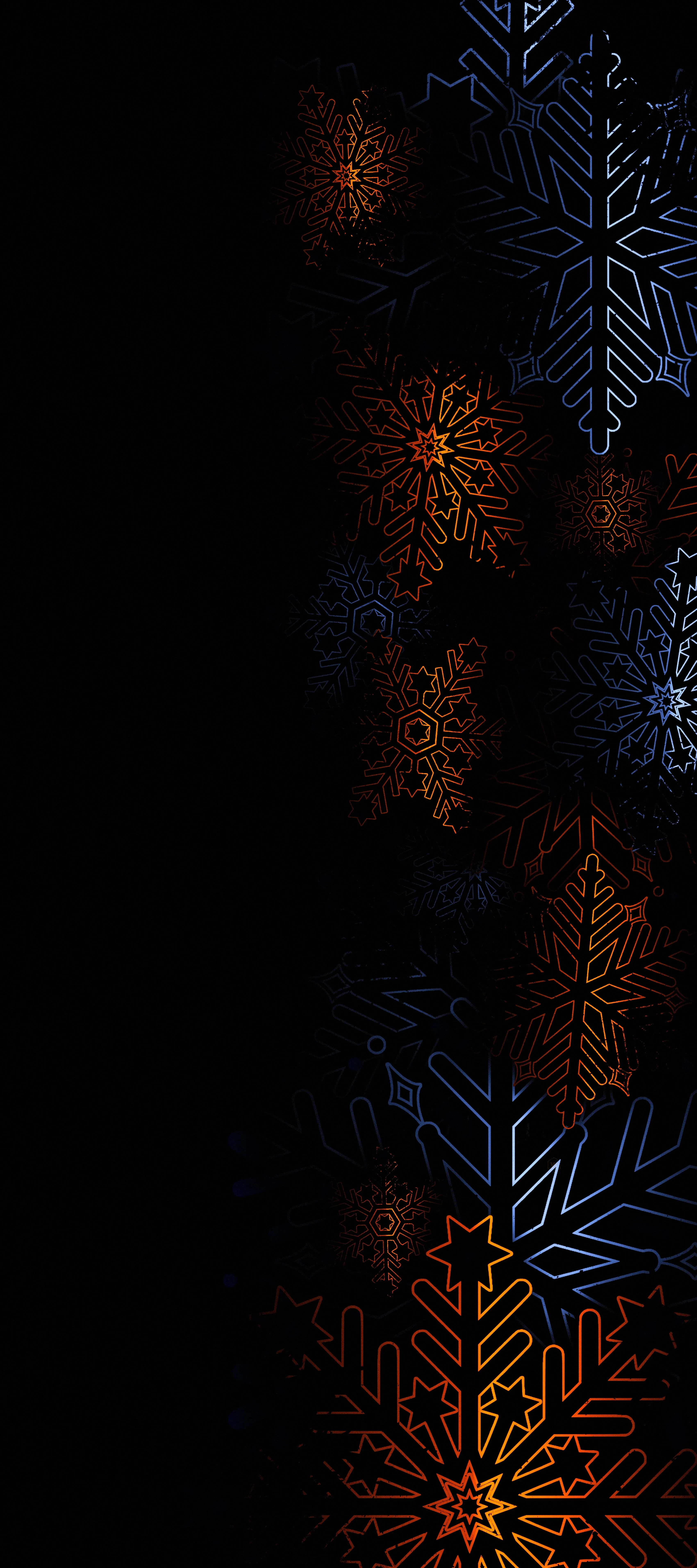 Dark Background with Elegant Glowing Snowflake Patterns