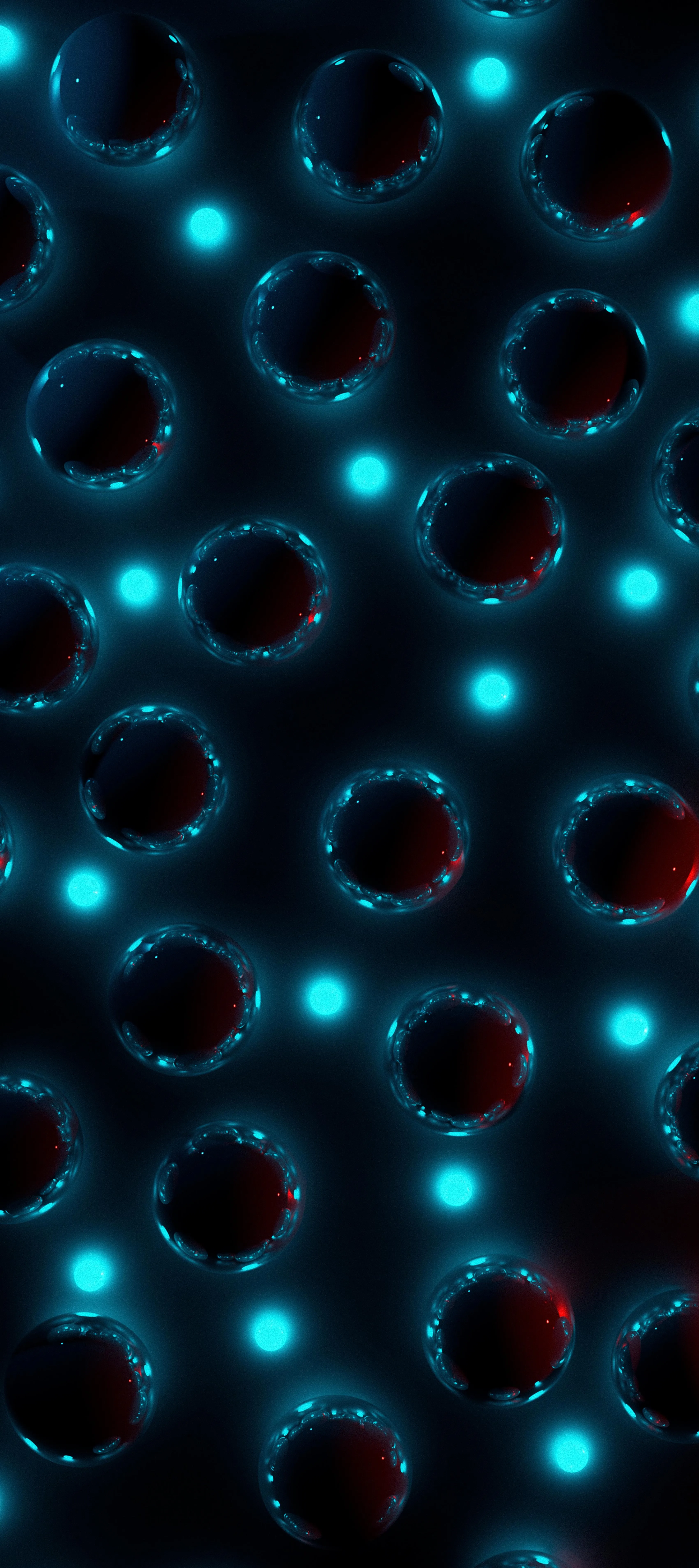 Dark Background with Glowing Blue Neon Circular Shapes