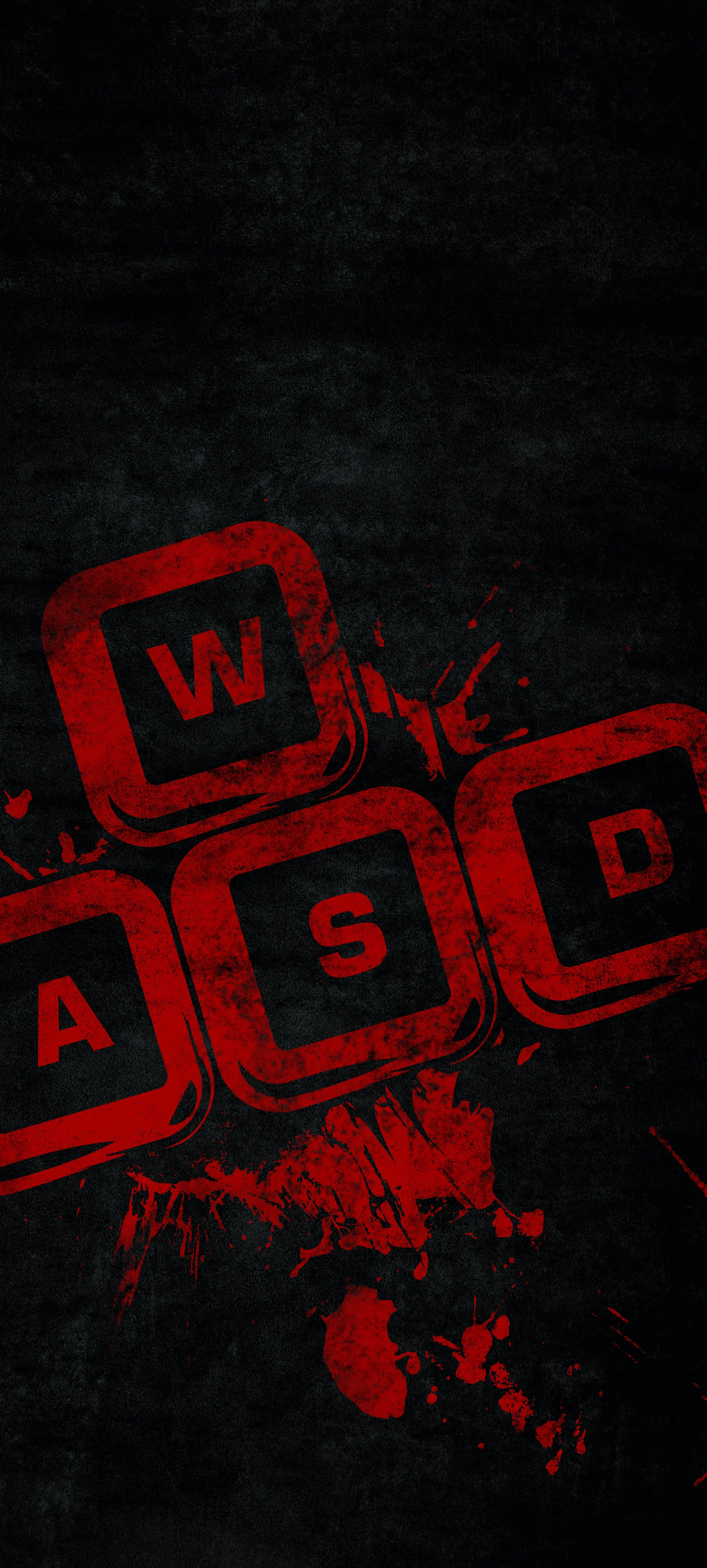 Dark Background with Red W a S D Keyboard Keys Wallpaper