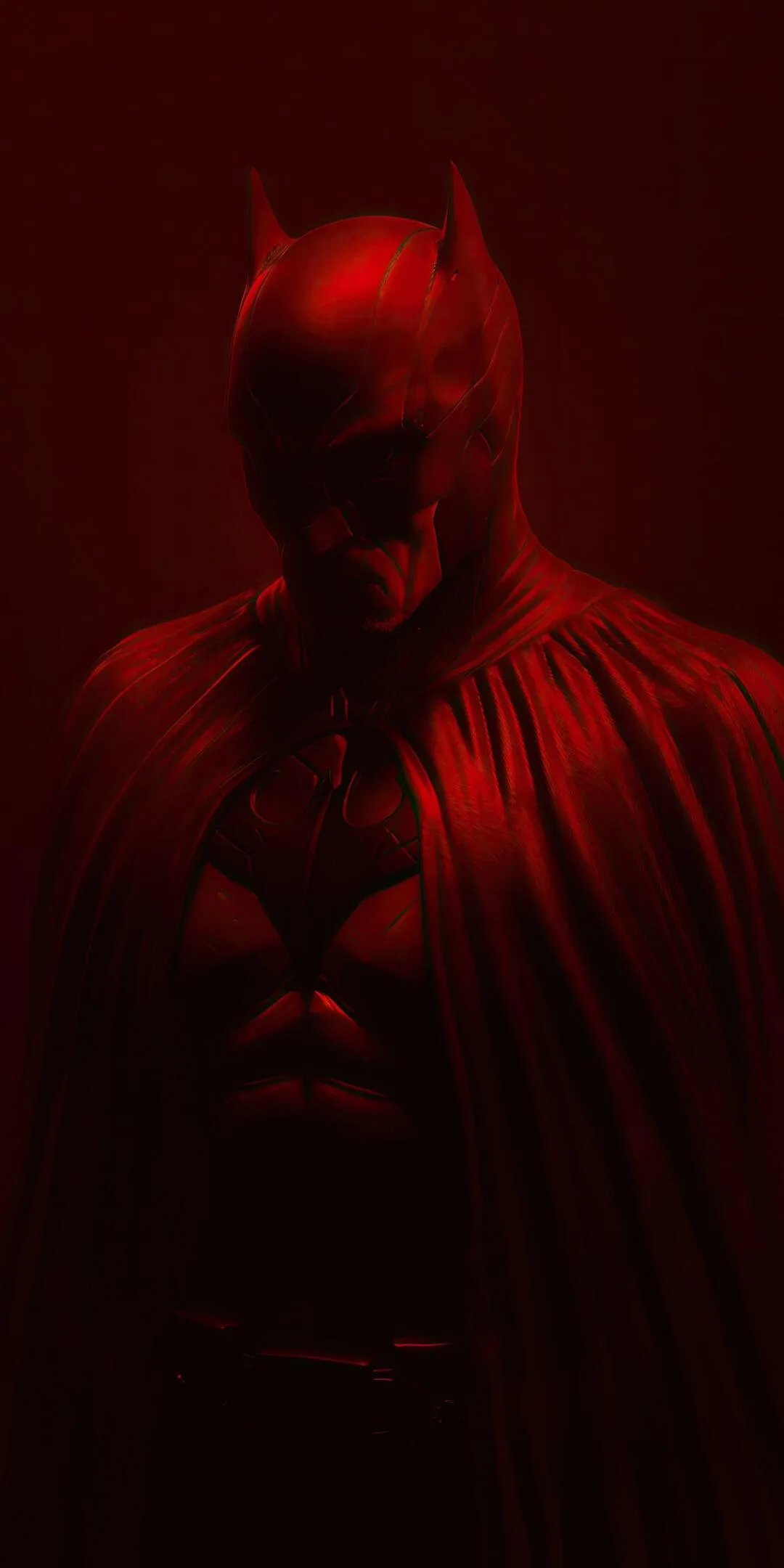 Dark Batman Silhouette with Red Light Background Wallpaper