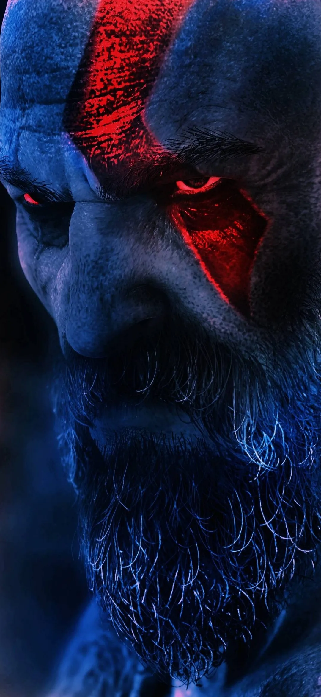 Dark Blue Red Fantasy Creature Portrait Design Wallpaper