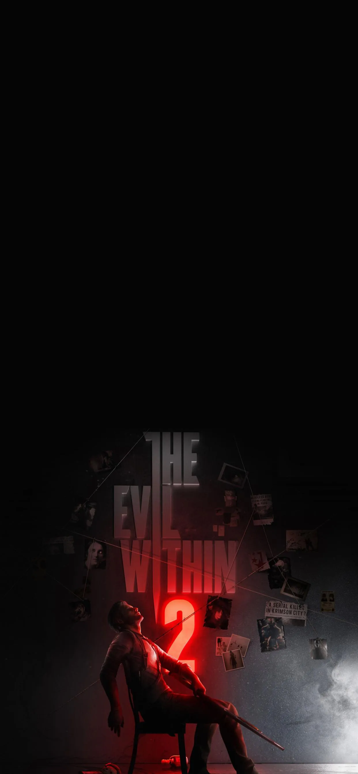 Dark City Silhouette Red Light Glow Background Wallpaper