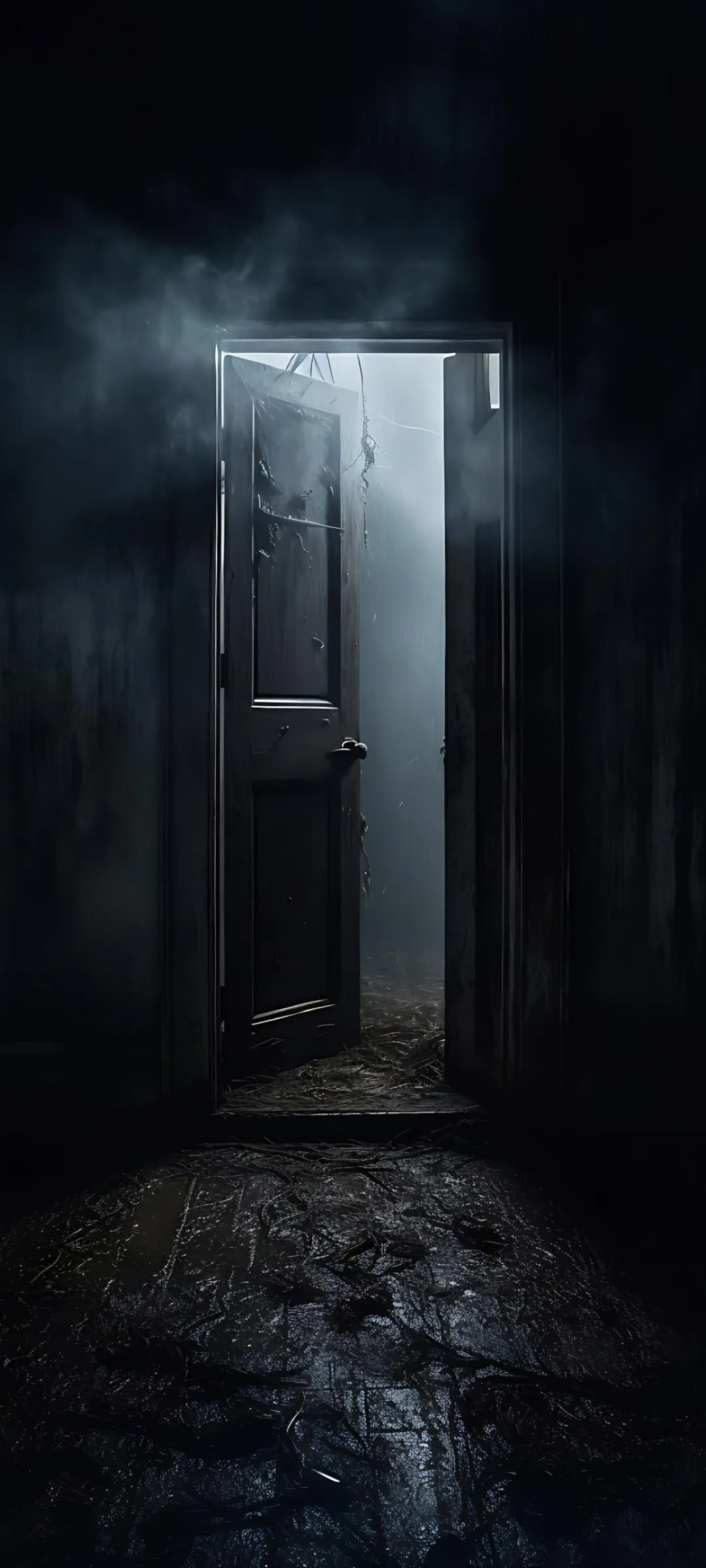 Dark Corridor with Mysterious Light at the End Wallpaper