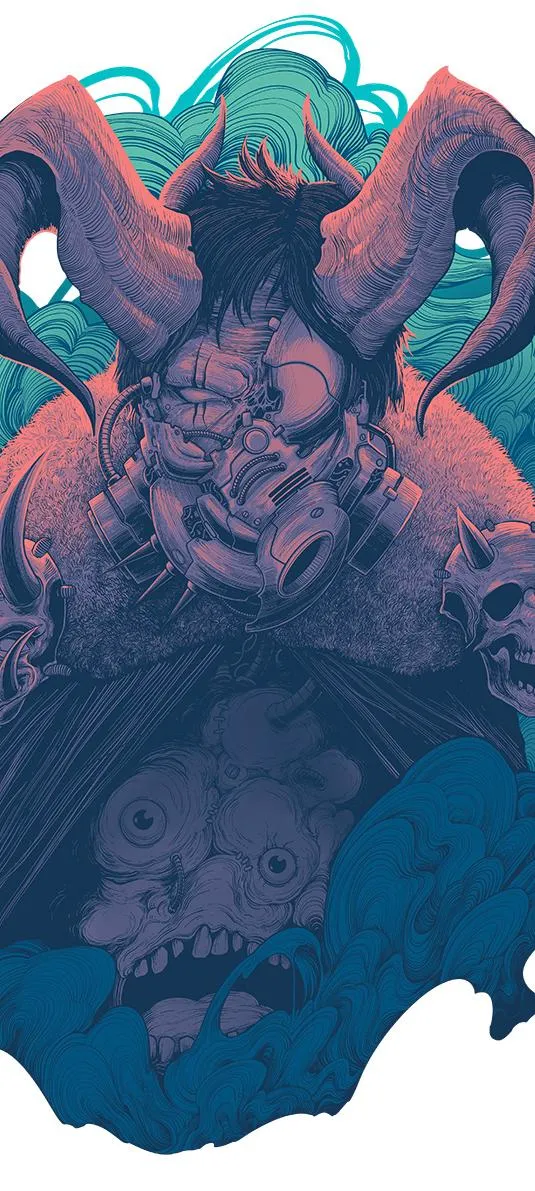 Dark Cyber Demon Emerging from the Depths of Chaos