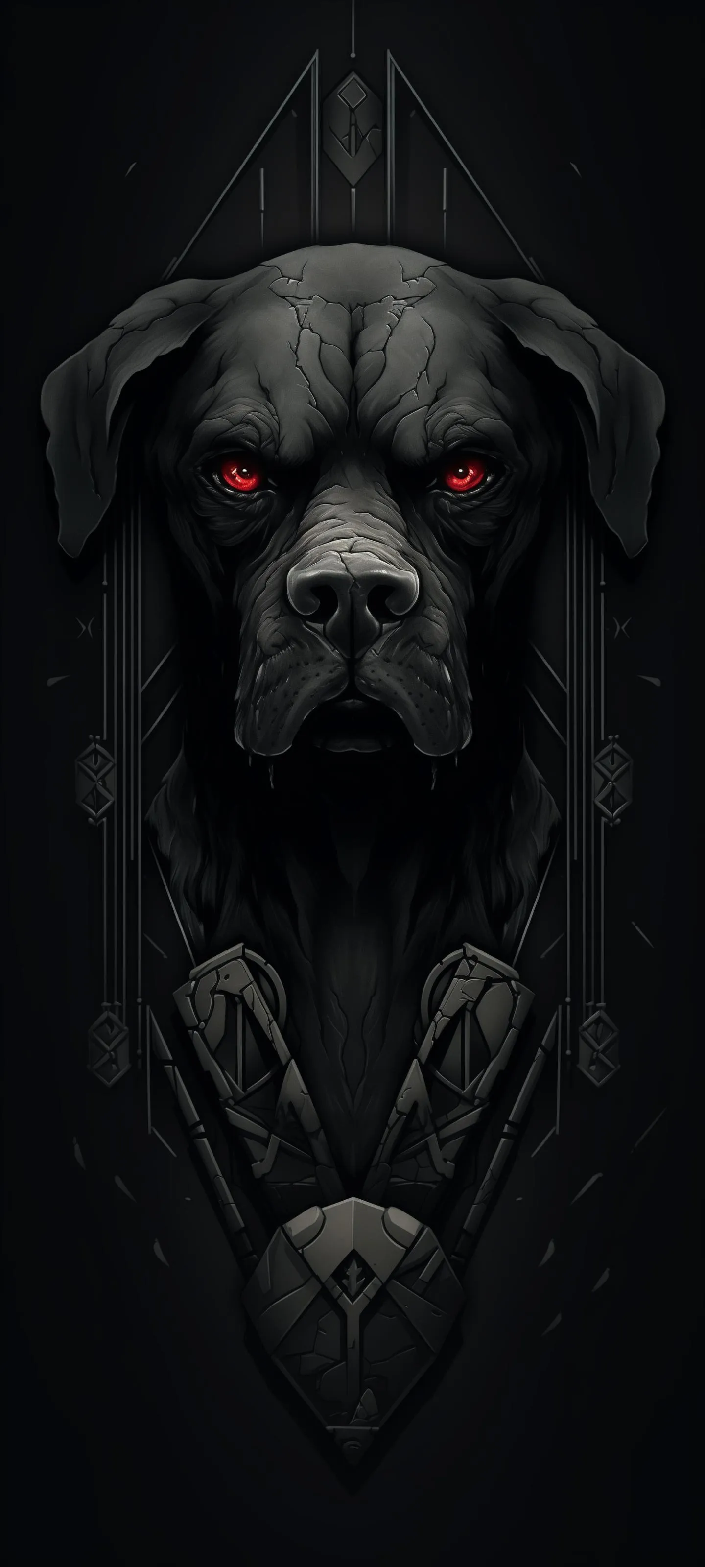 Dark Dog Portrait in Dramatic Shadow and Light Wallpaper