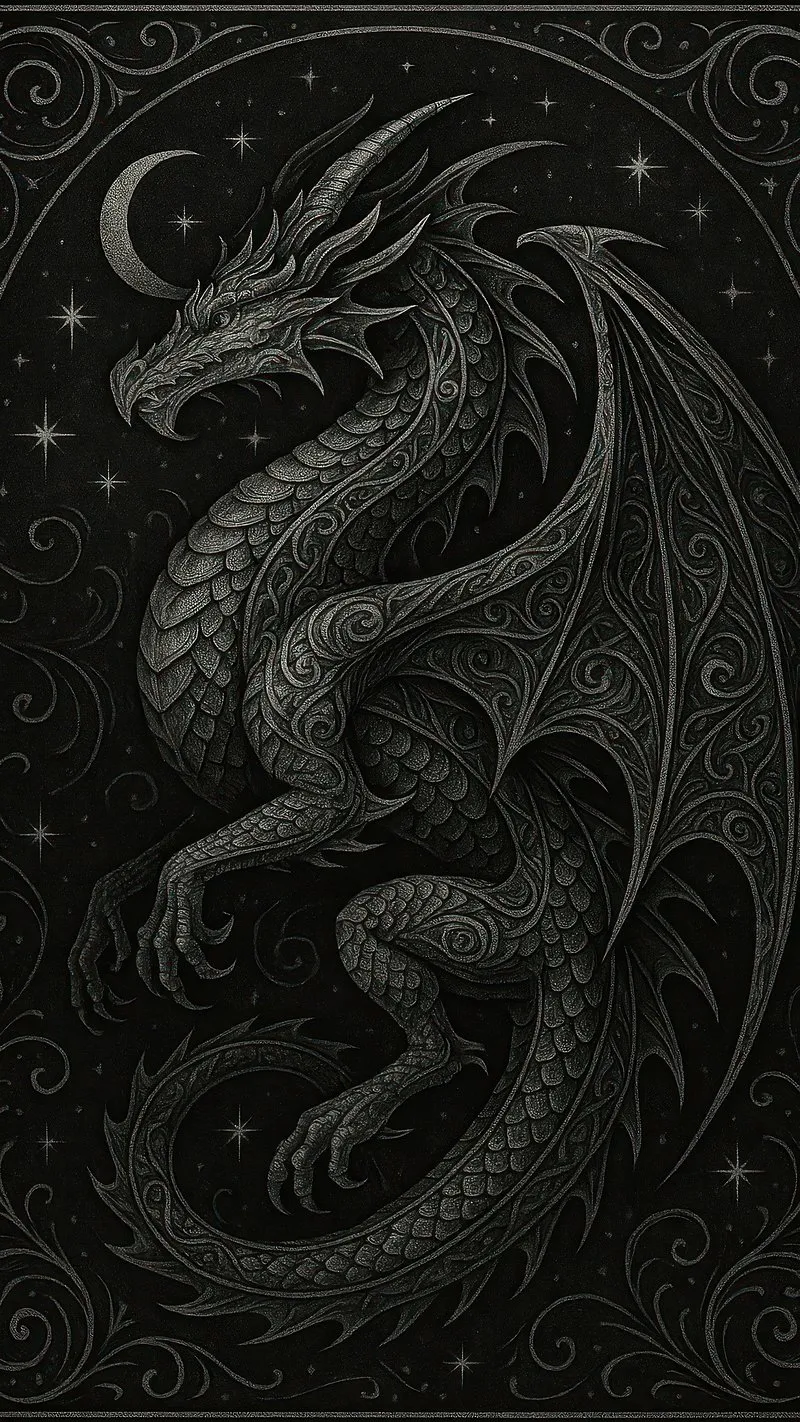 Dark Dragon Embossed Pattern Design for Xiaomi 14 Ultra