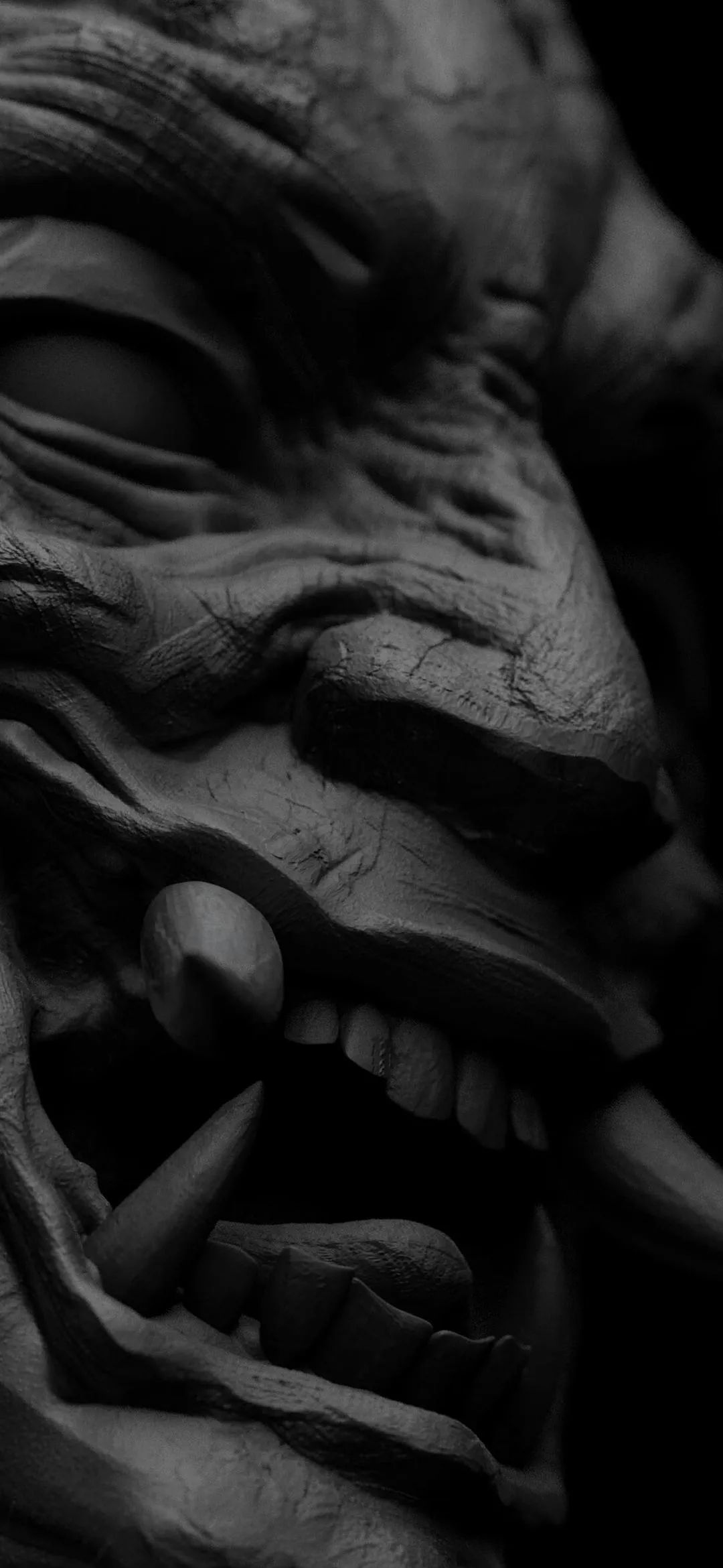 Dark Face Portrait with Mysterious Shadow Expression