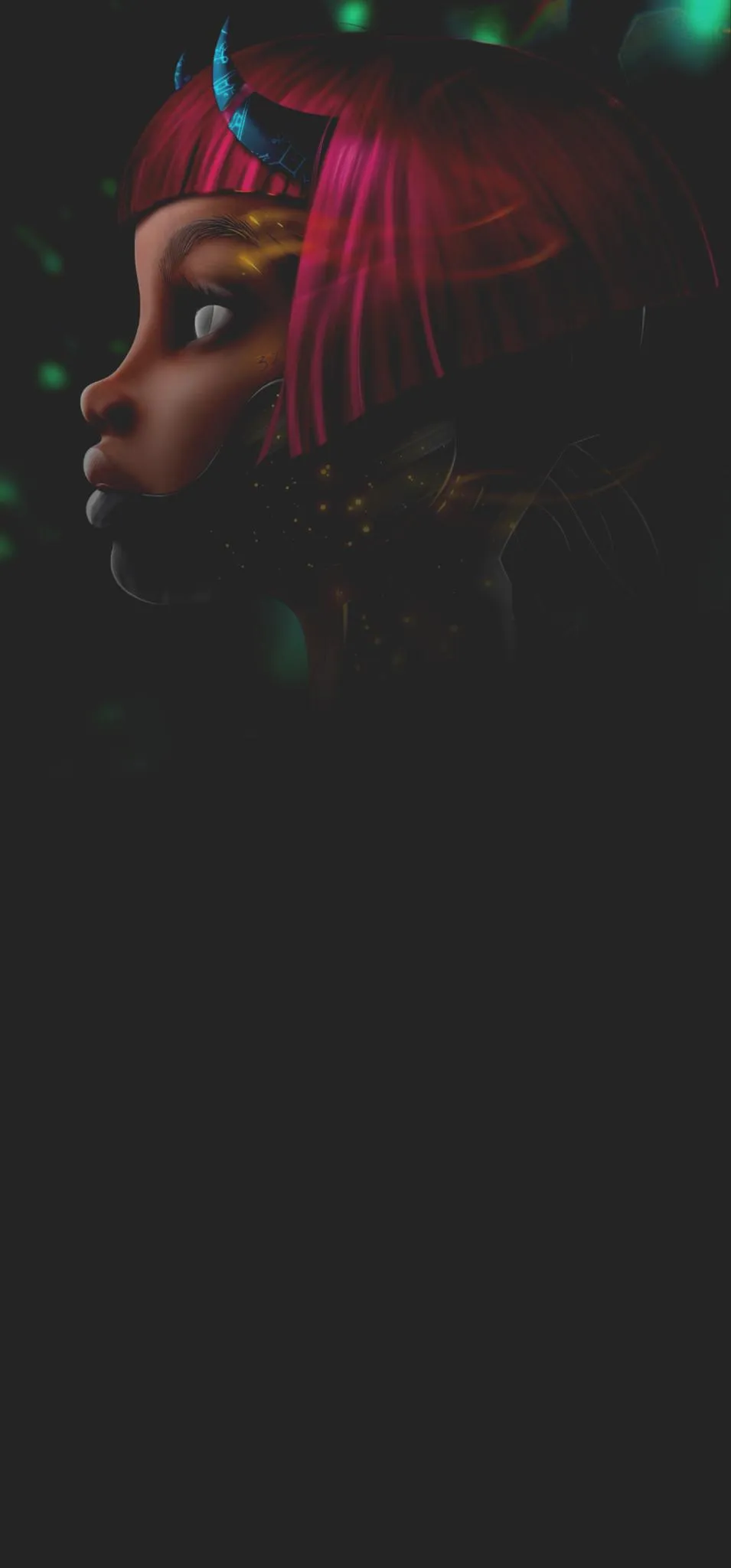 Dark Fantasy Creature in Neon Light Mobile Art Wallpaper