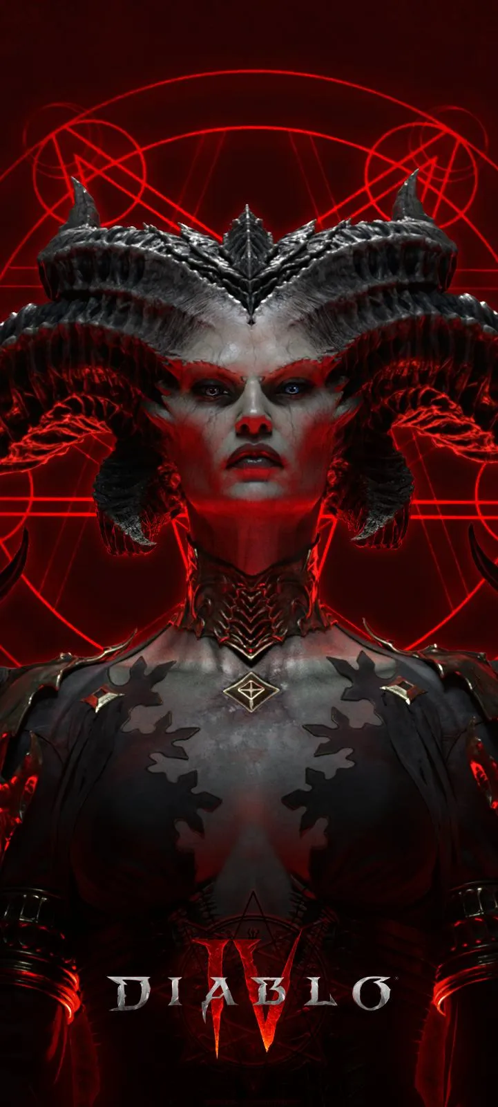 Dark Fantasy Demon Poster with Red Fire Aesthetic Wallpaper