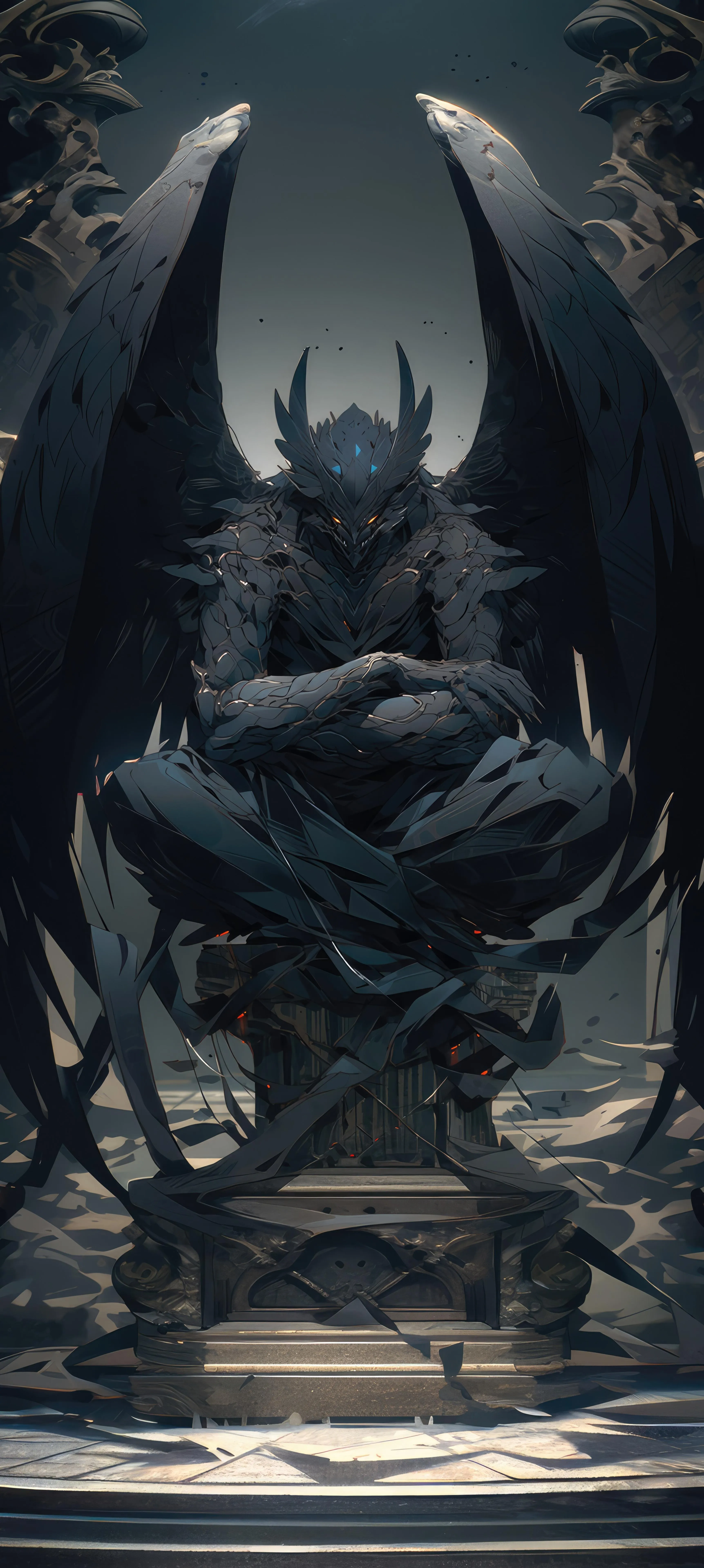 Dark Fantasy Knight on Throne in Mysterious Setting