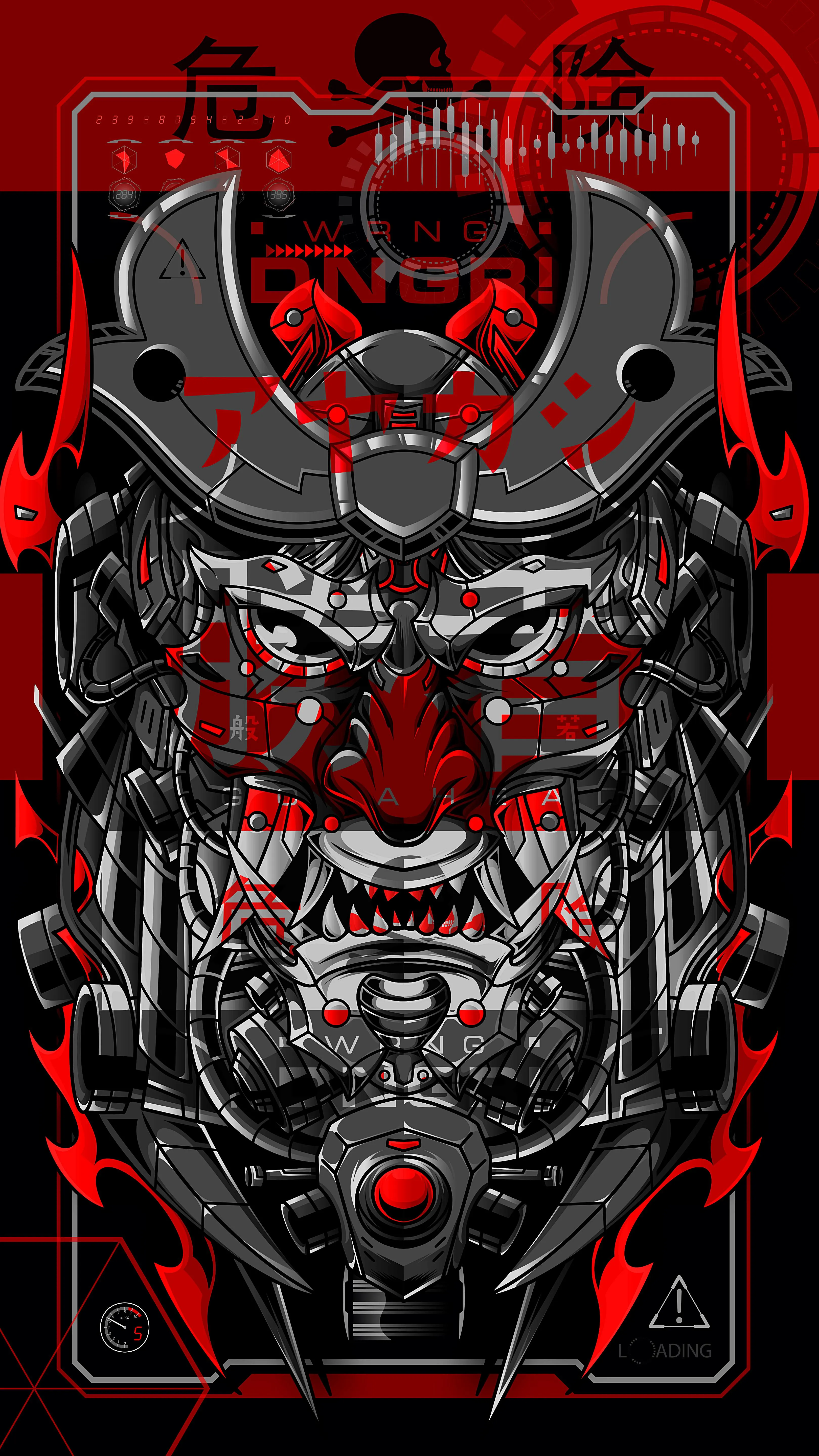 Dark Futuristic Warrior with Red Glowing Background HD