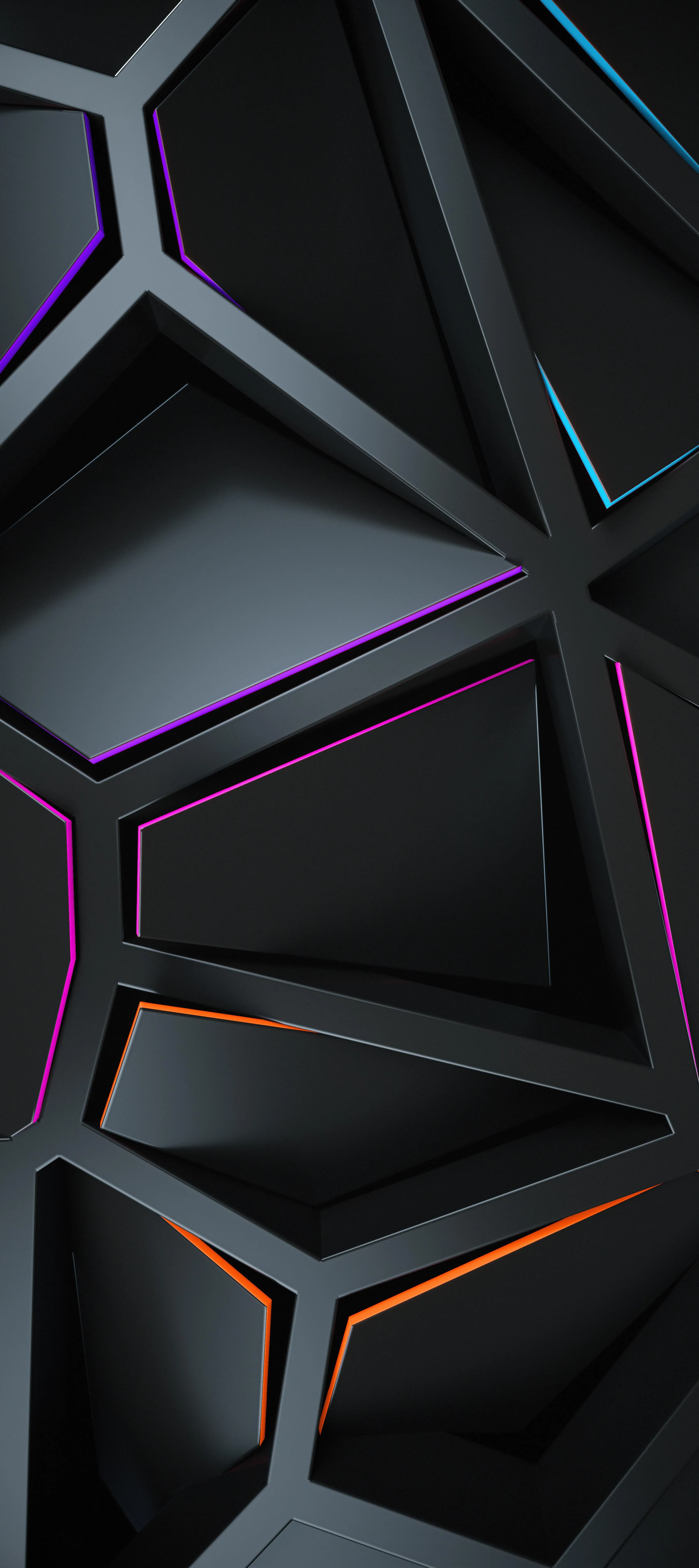 Dark Geometric Hexagon Pattern with Metallic Highlights