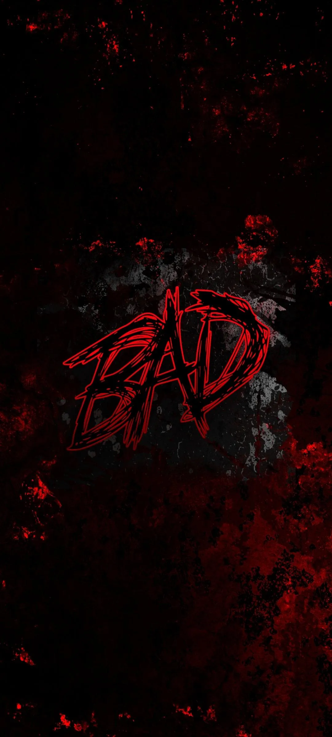 Dark Grunge Art with Bold Red Bad Text for Strong Impact