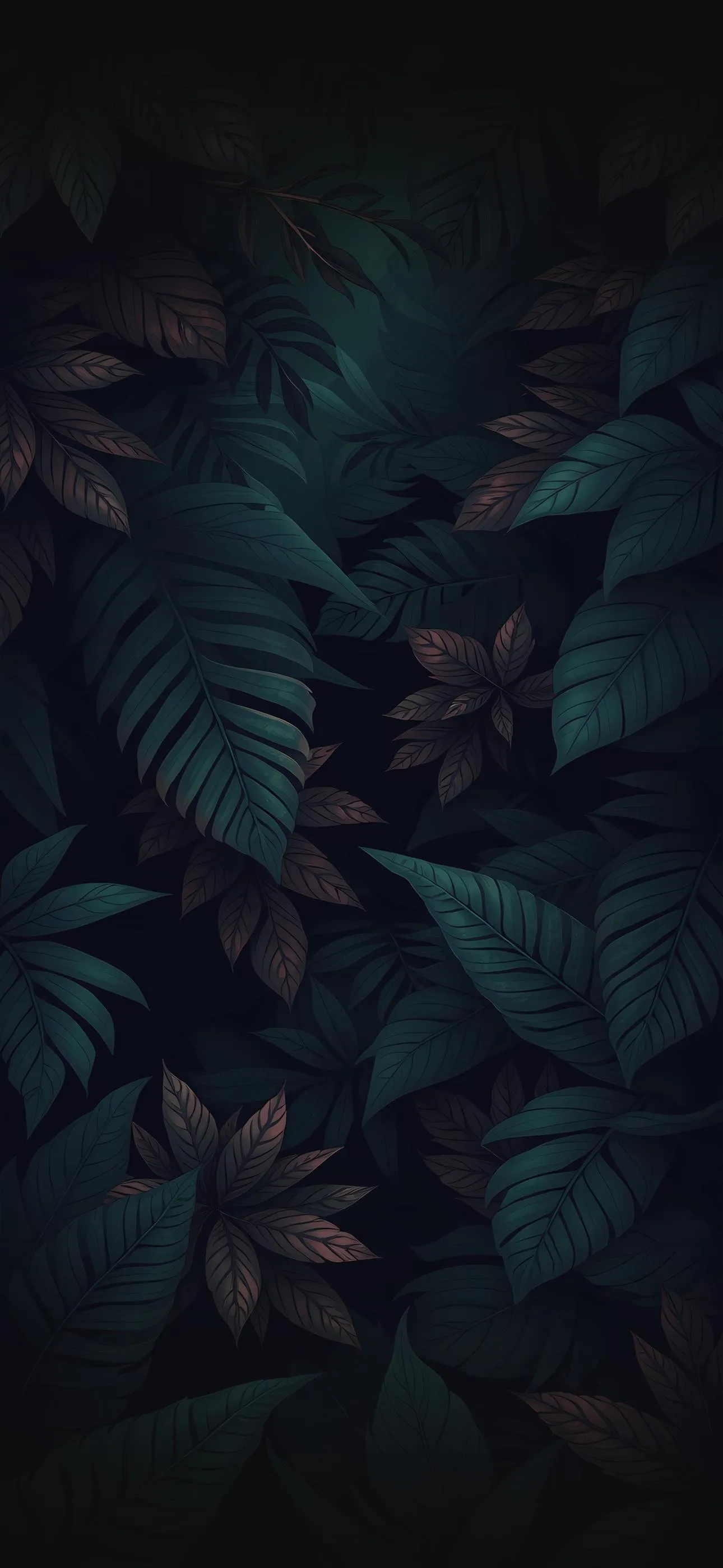 Dark Jungle Leaves Mobile Wallpaper for Serenity Background