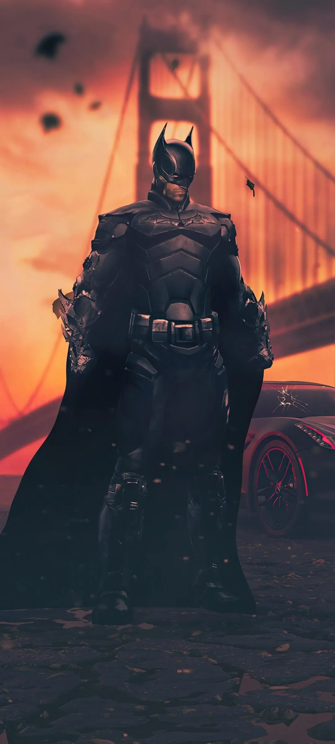 Dark Knight Standing Beside Ancient Castle Gate Wallpaper