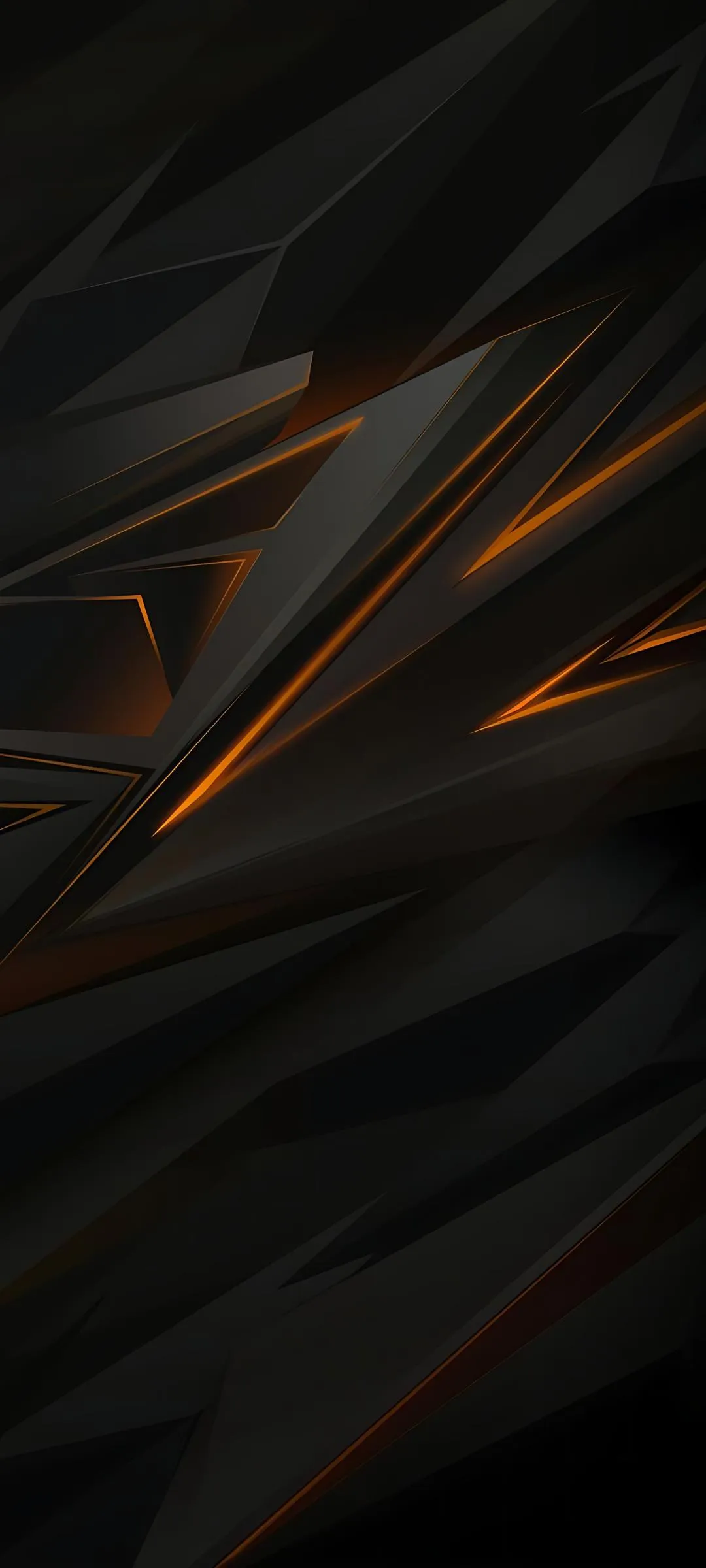 Dark Metallic Abstract Lines with Orange Glow Effect