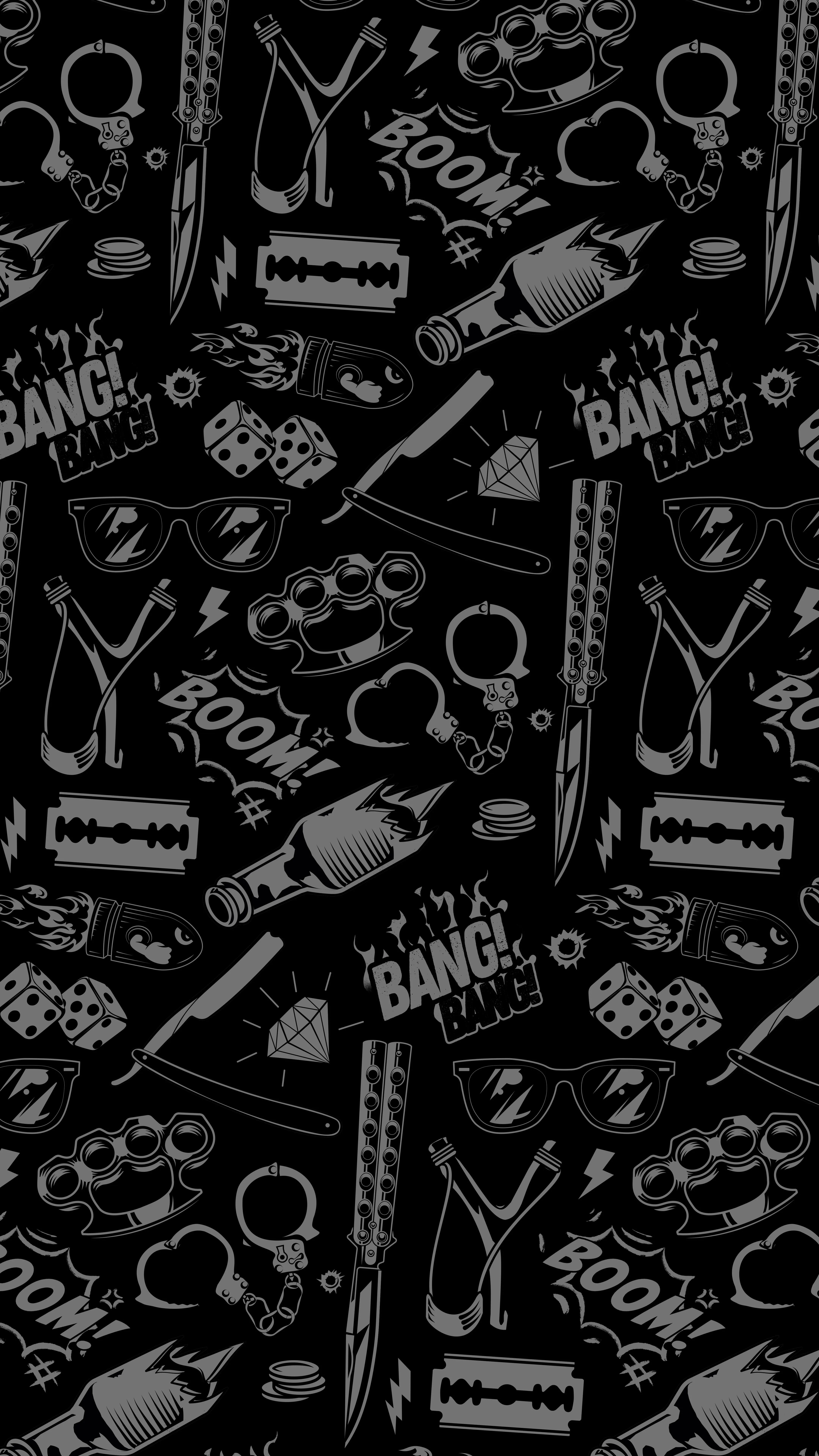 Dark Monochrome Tools Pattern for Creative Mobile Use