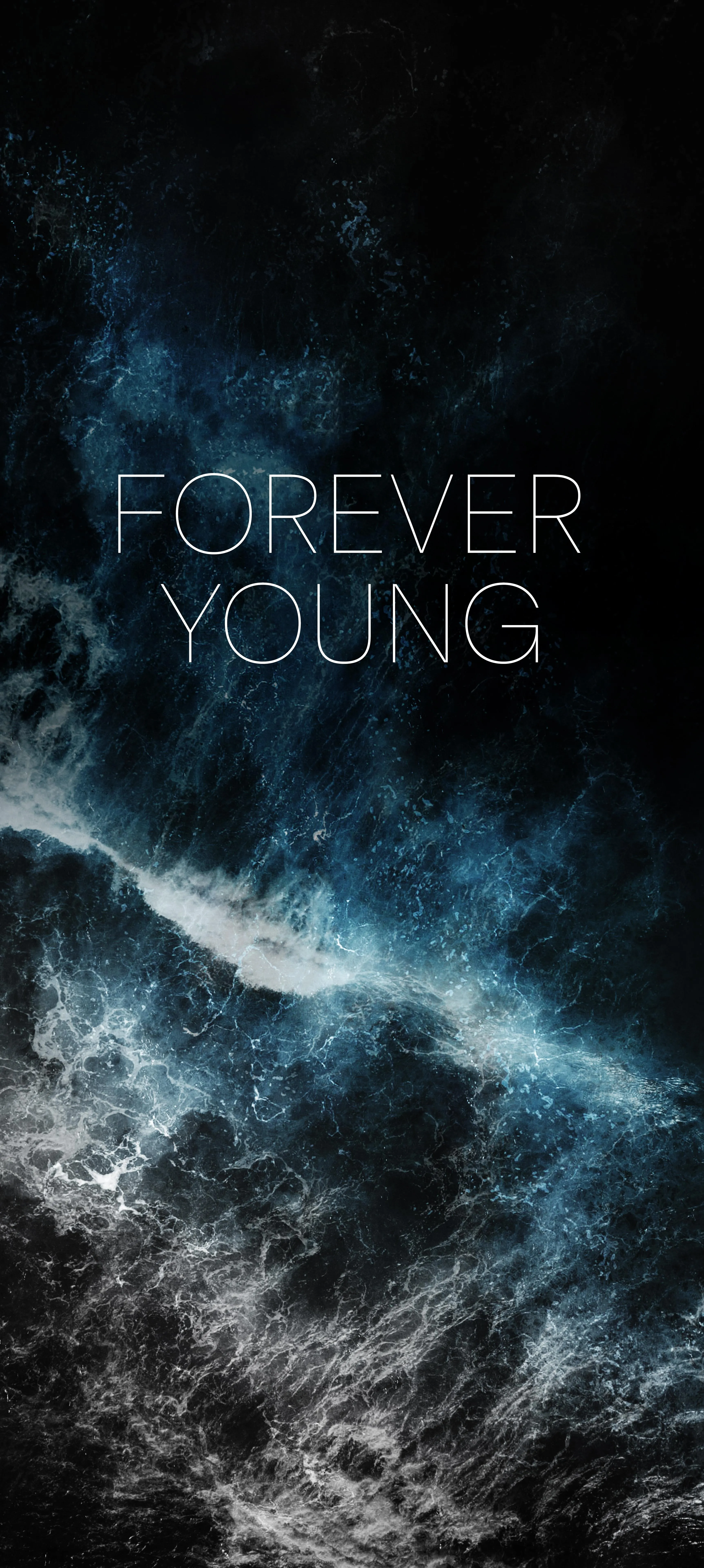 Dark Moody Clouds with Forever Young Text in Center