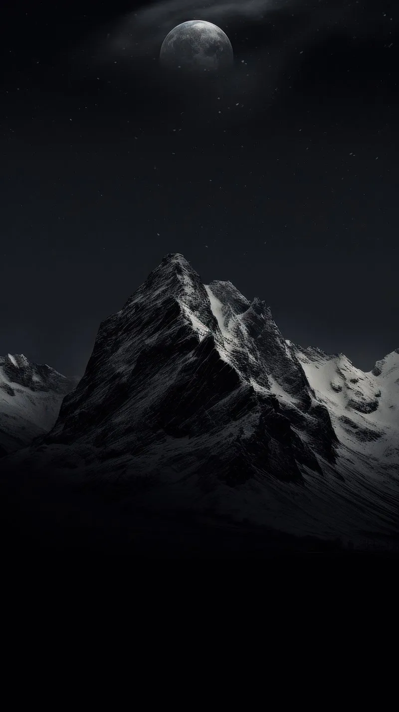 Dark Mountain Landscape with Subtle Stars and Moon Glow