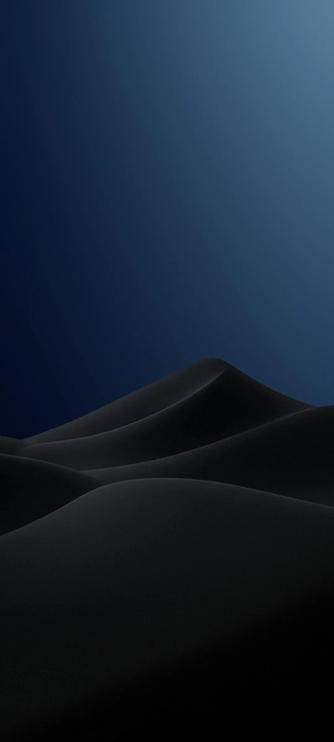 Dark Mountain Scene with Dim Blue Night Light Wallpaper