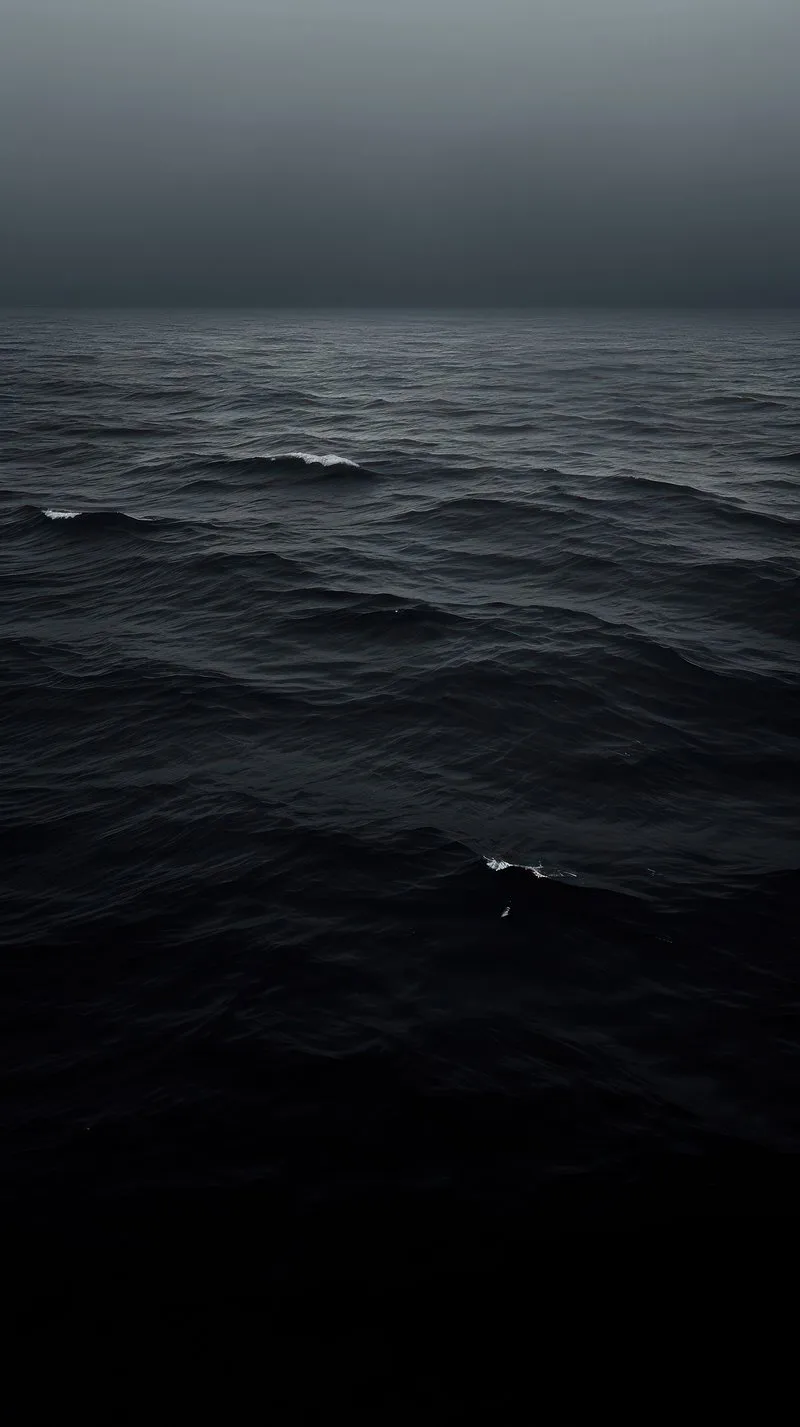 Dark Ocean Waves Forming Moody Deep Atmospheric Seascape