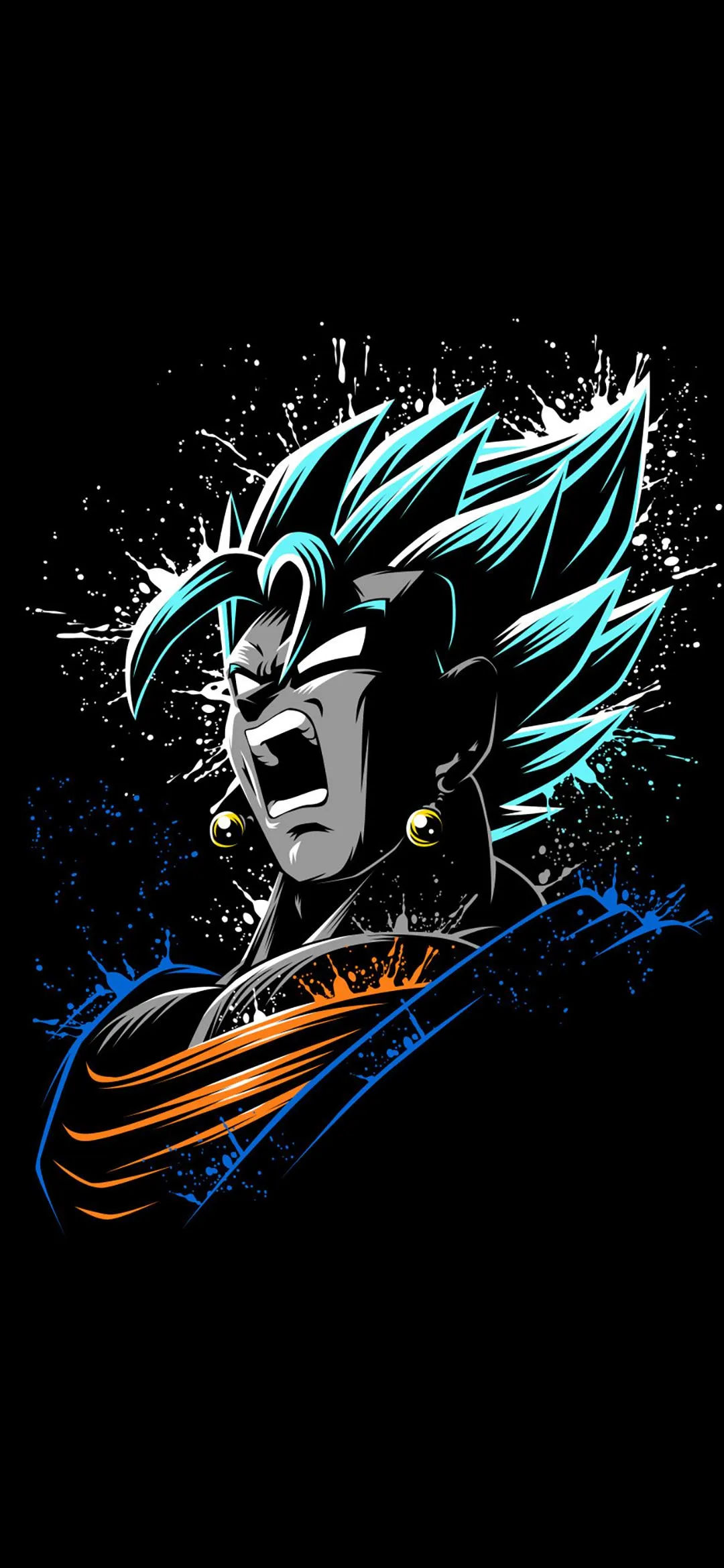Dark Portrait of Fighter Goku with Glowing Blue Hair