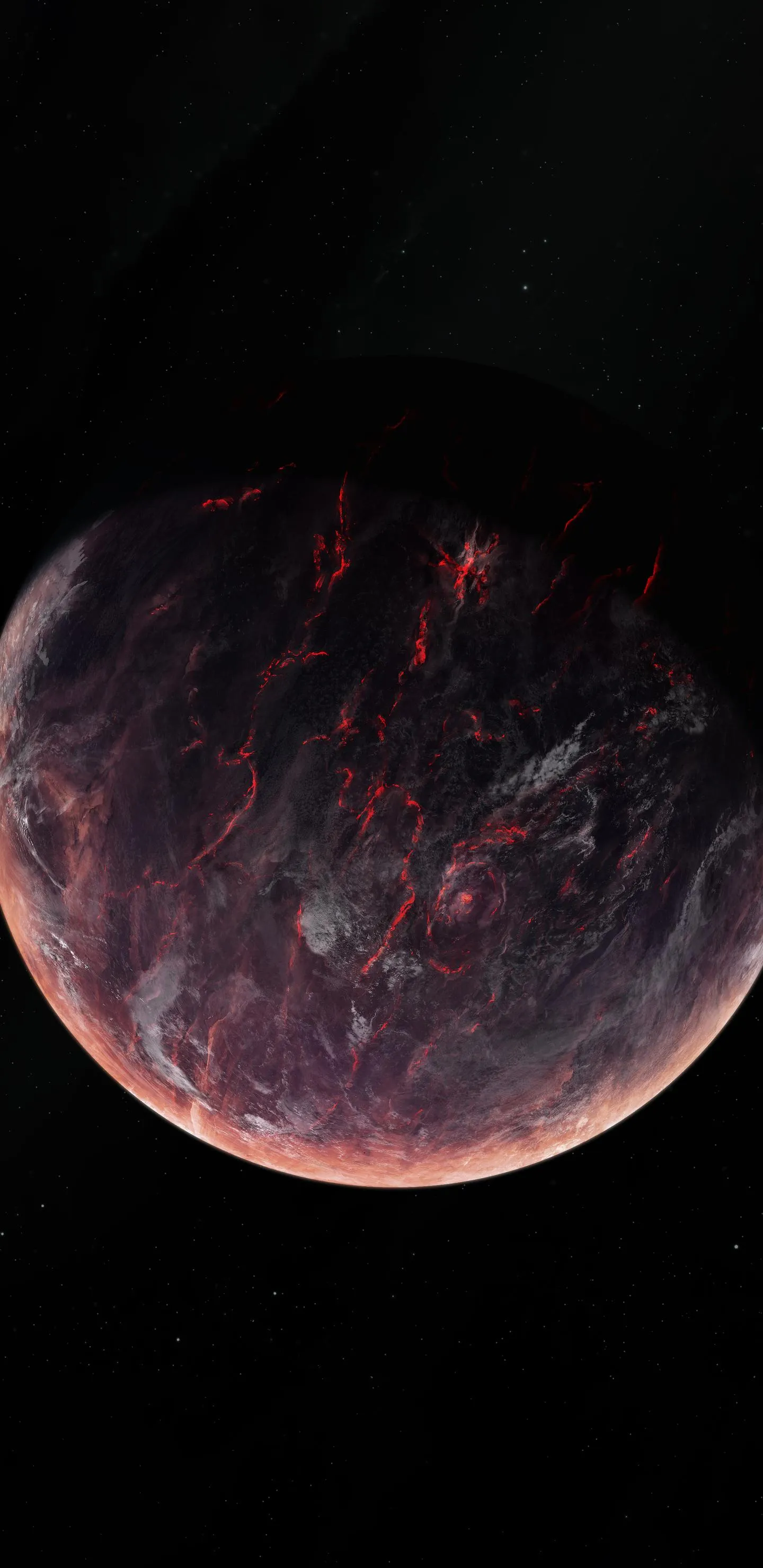 Dark Red Planet in Space with High Detail Texture Wallpaper