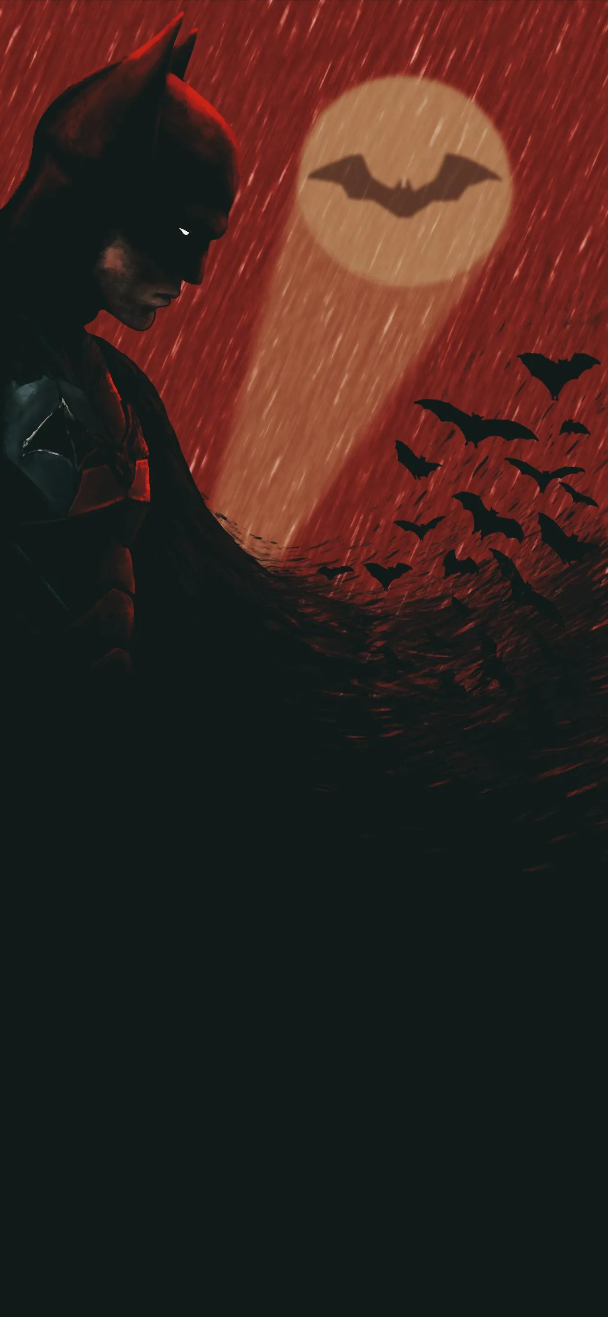 Dark Shadowy Figure with Red Light Horror Ambience Wallpaper