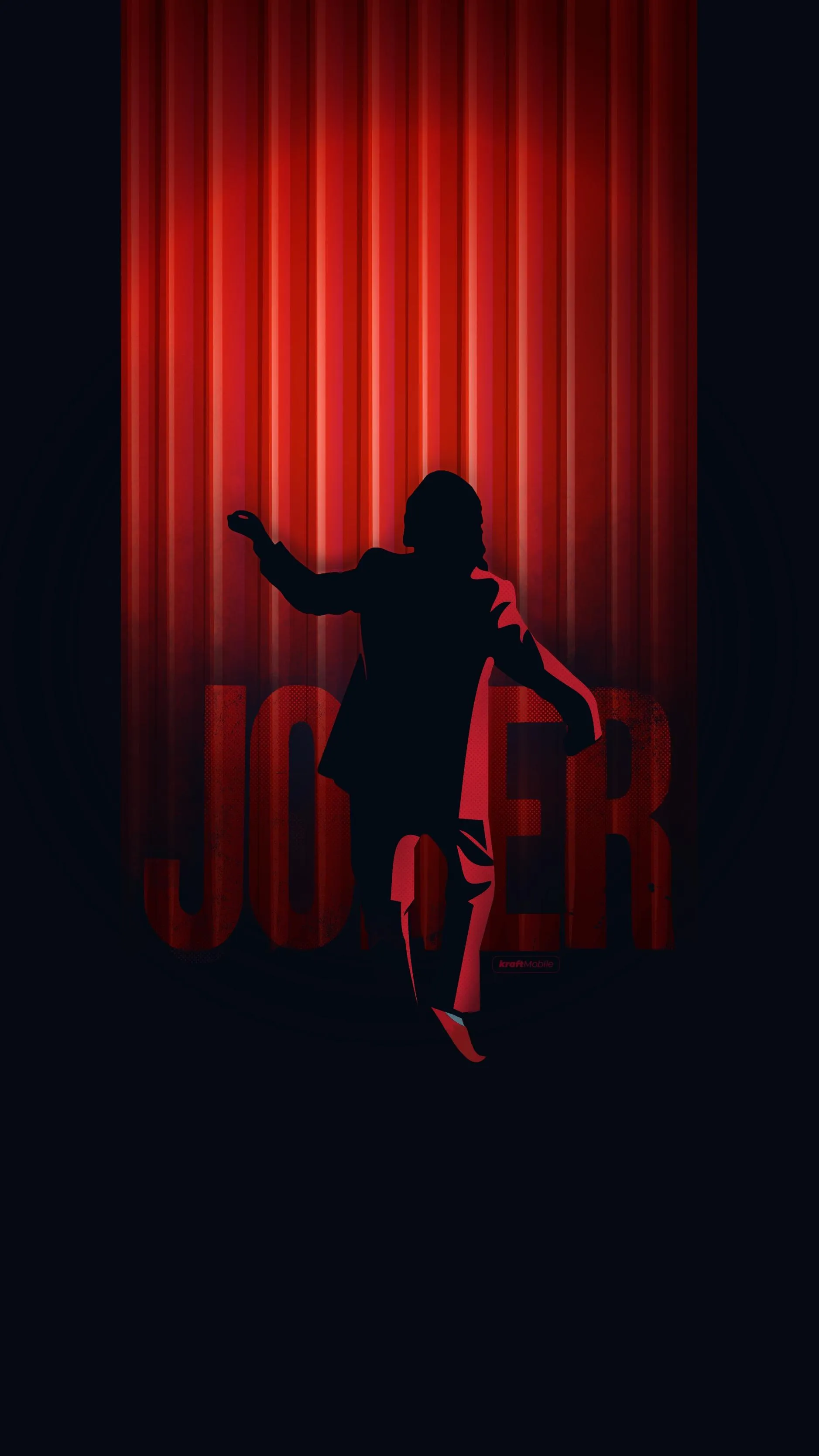Dark Silhouette of Joker Dancing in Red Lighted Background