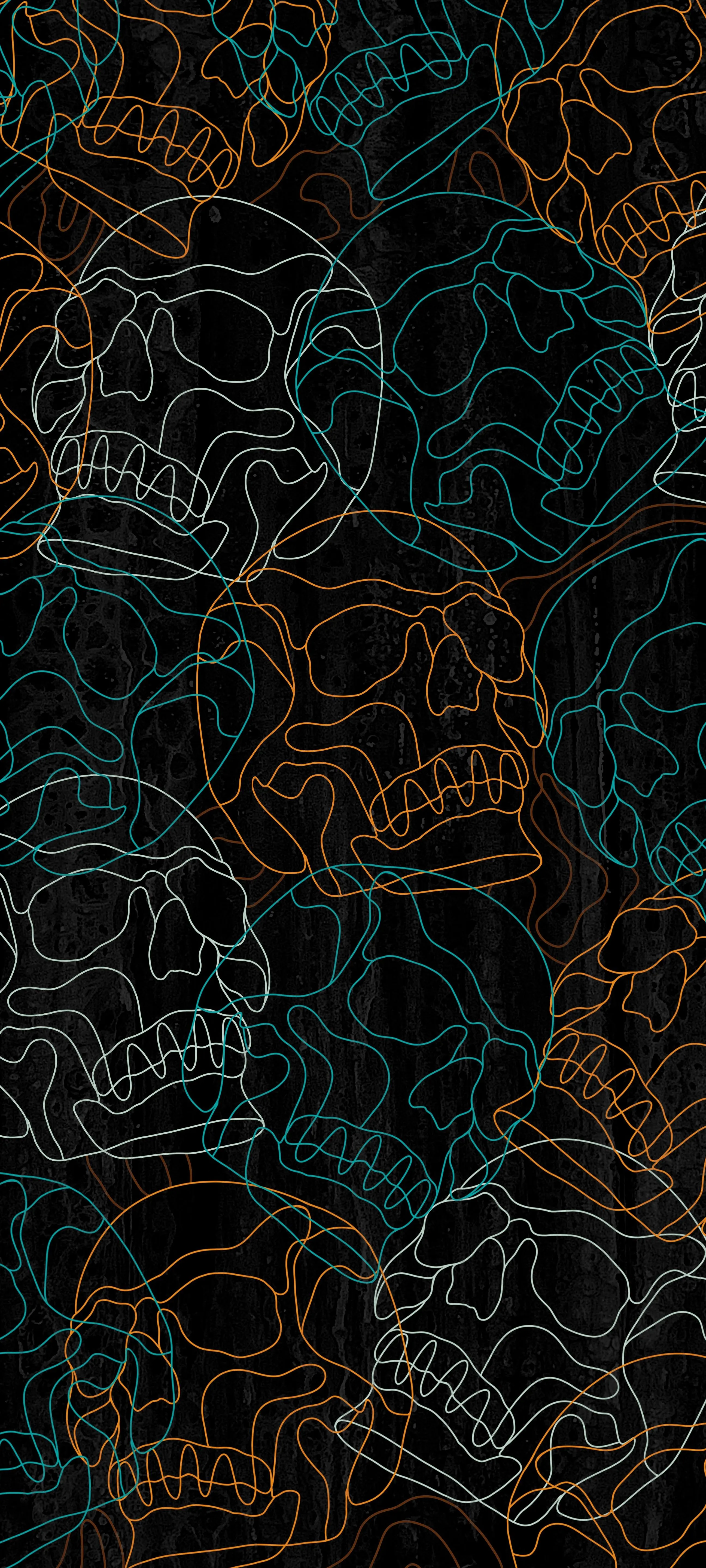 Dark Skull Pattern with Subtle Colorful Lines Background
