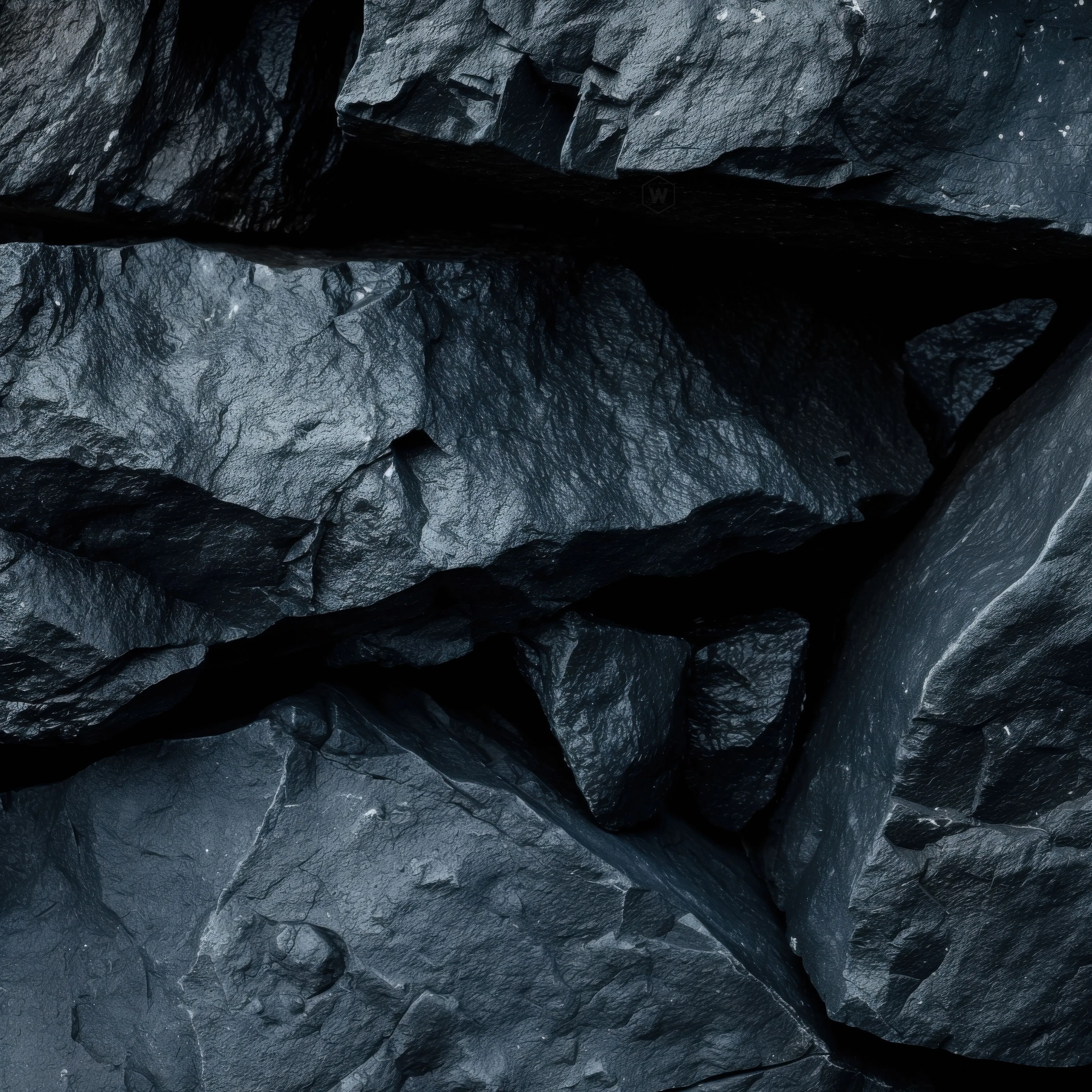 Dark Stone Surface with Natural Texture and Deep Cracks