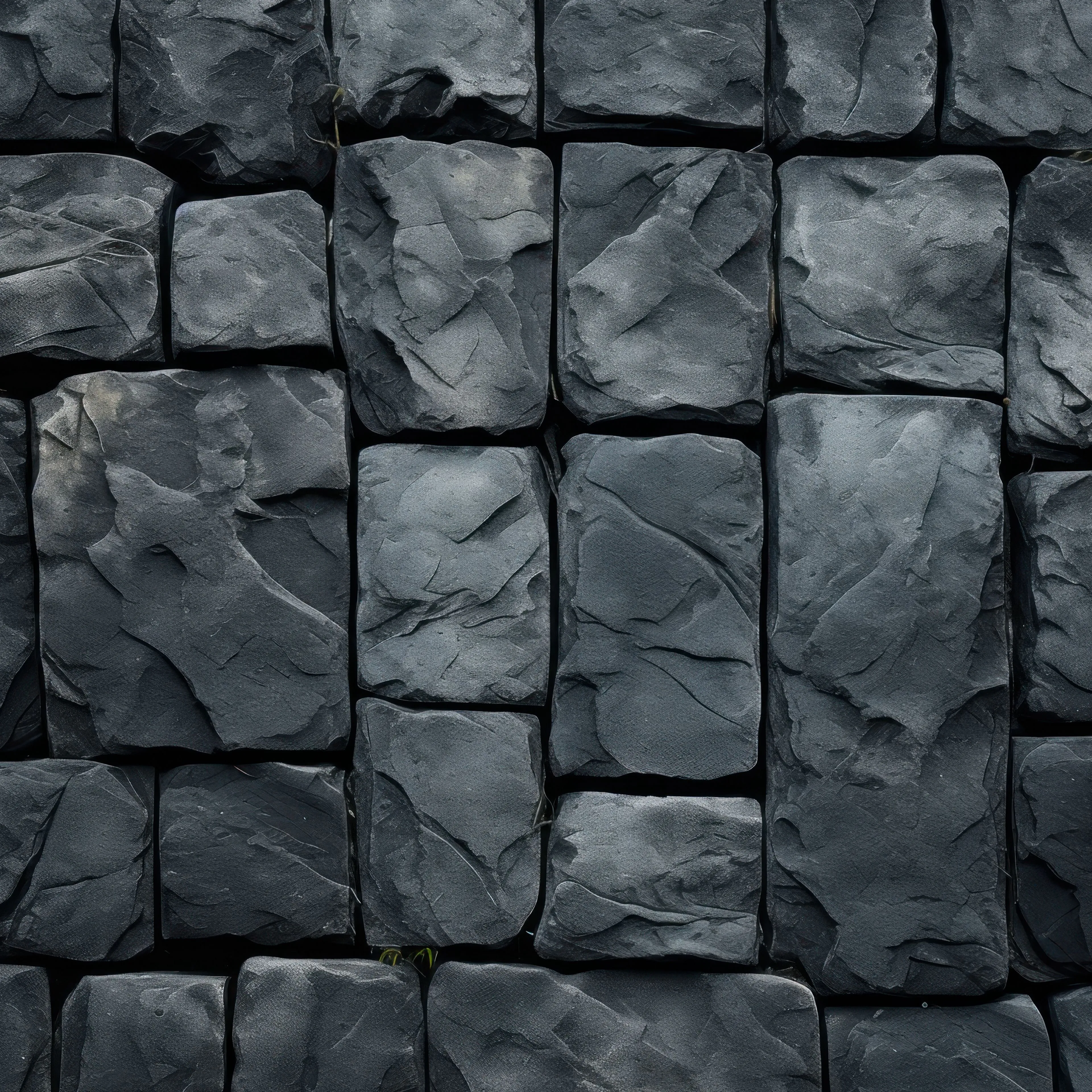Dark Stone Wall Texture with Rugged Rock Block Pattern