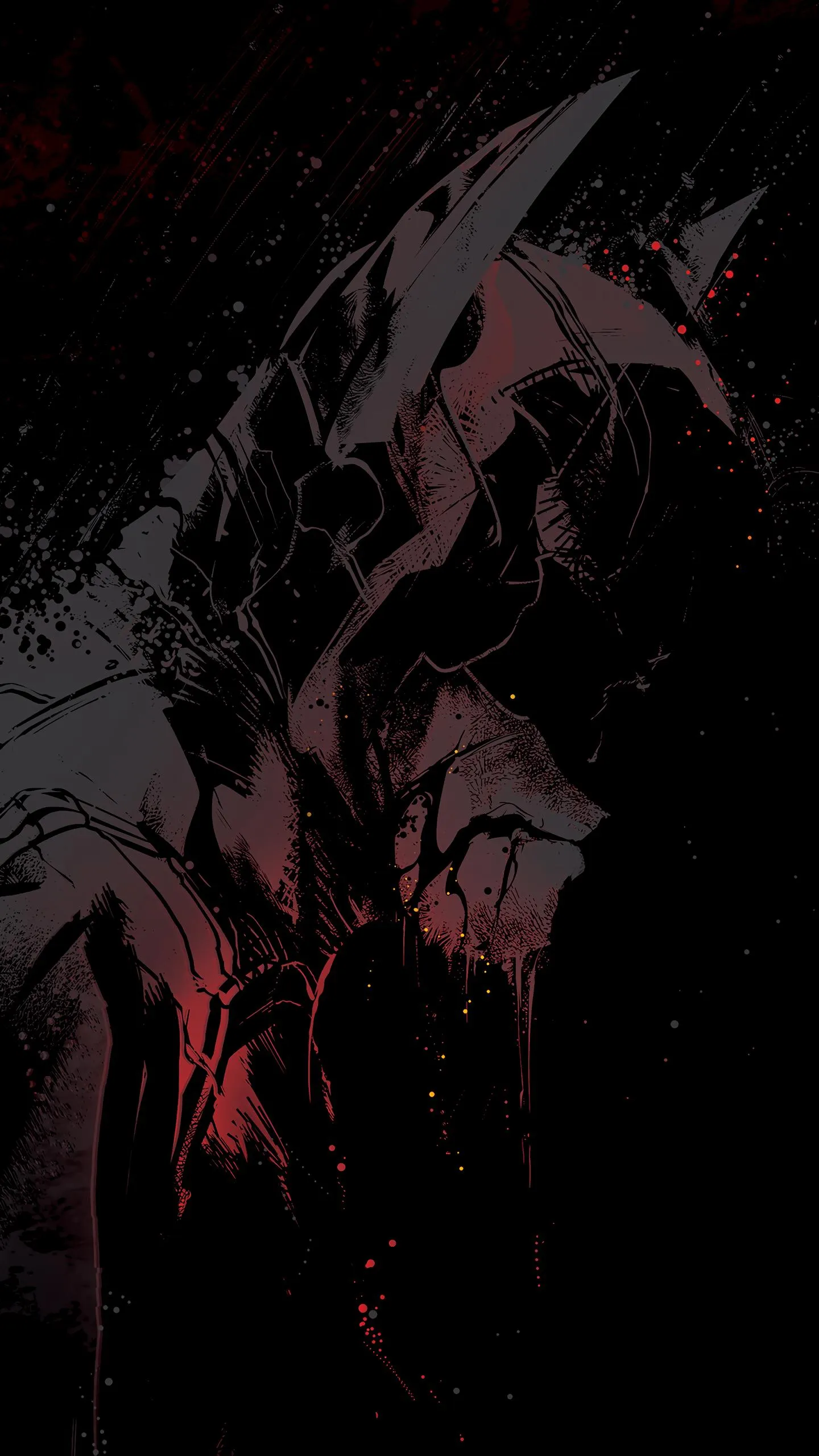 Dark Themed Character Artwork with Shadowy Red Tones