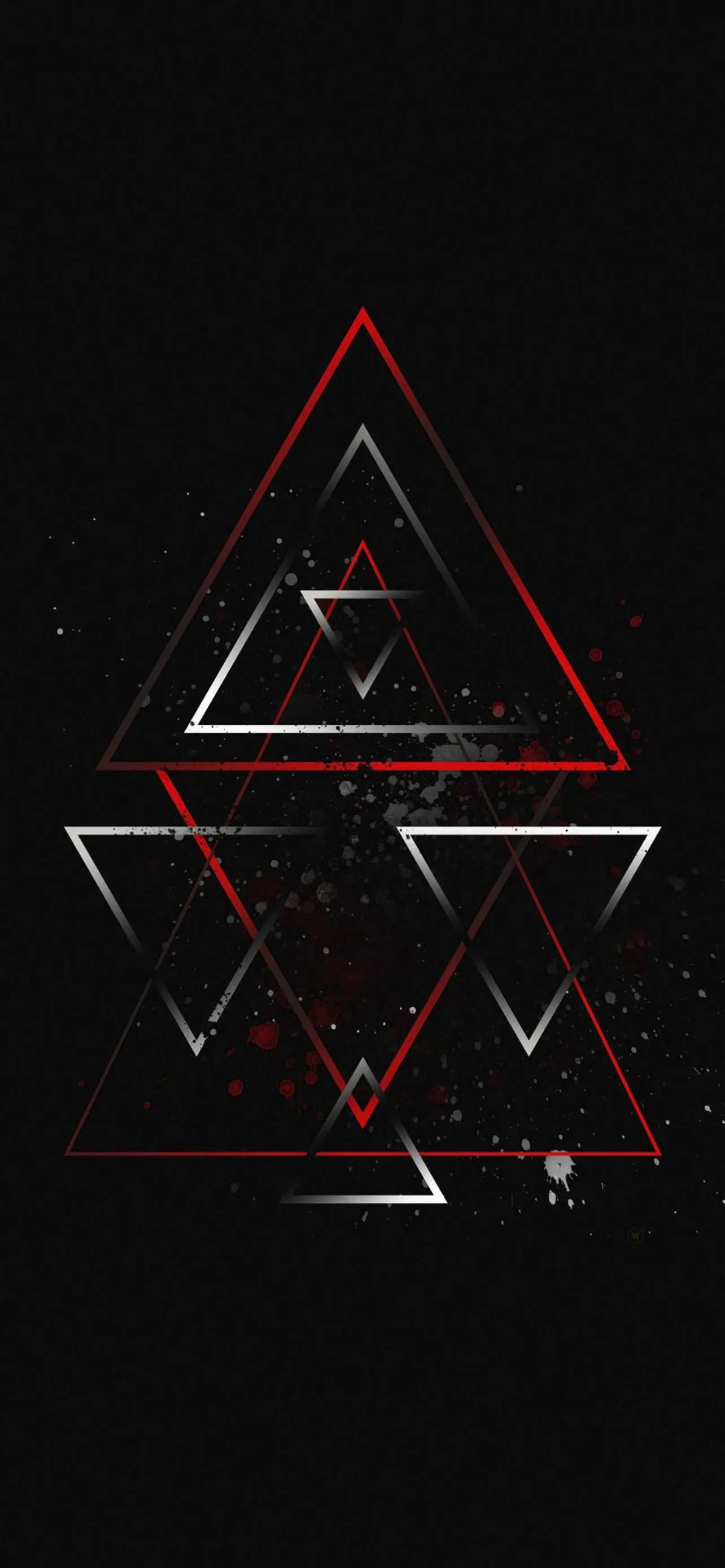 Dark Triangular Design With Red Light Effects Wallpaper
