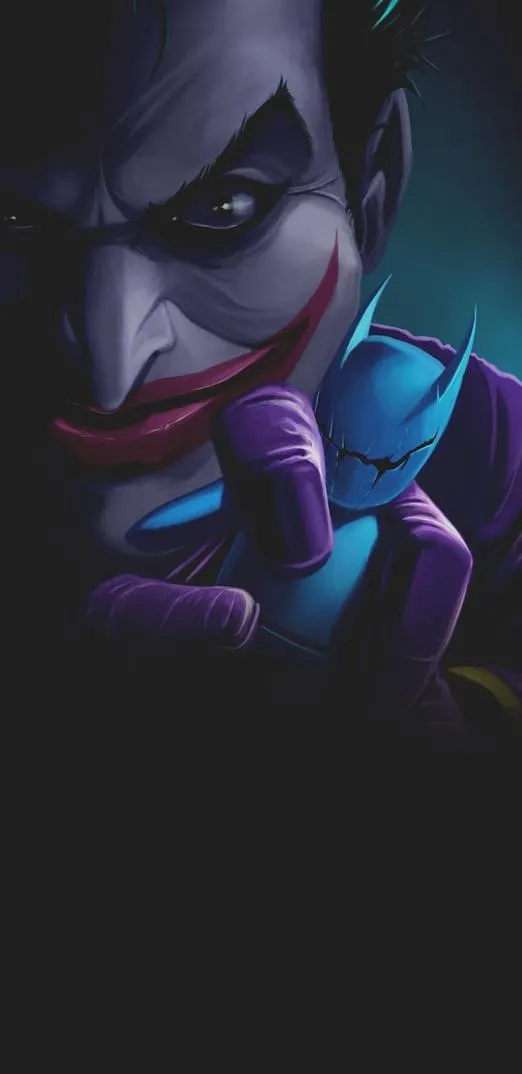 Dark Villain Face with Neon Light Glow Mobile Wallpaper