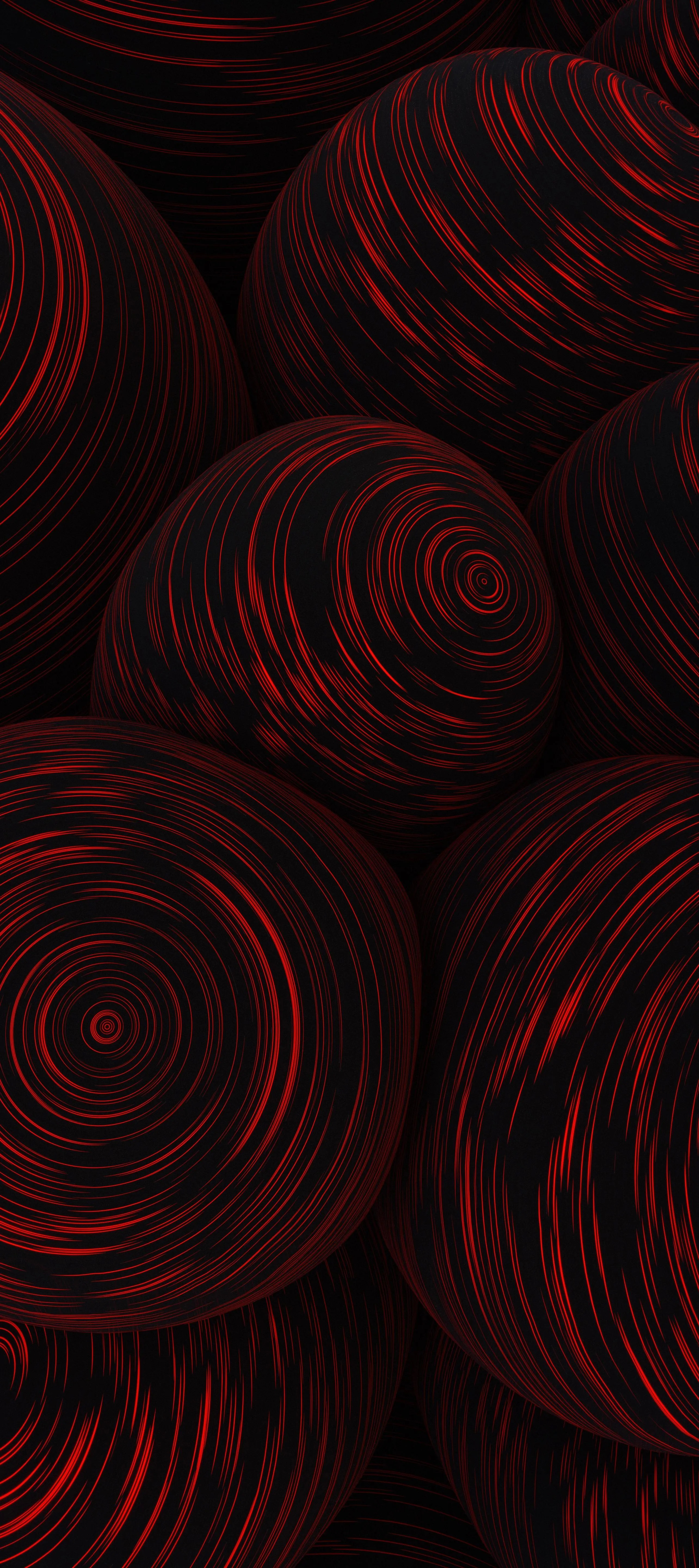 Dark Wooden Spiral Pattern with Red Highlights and Texture
