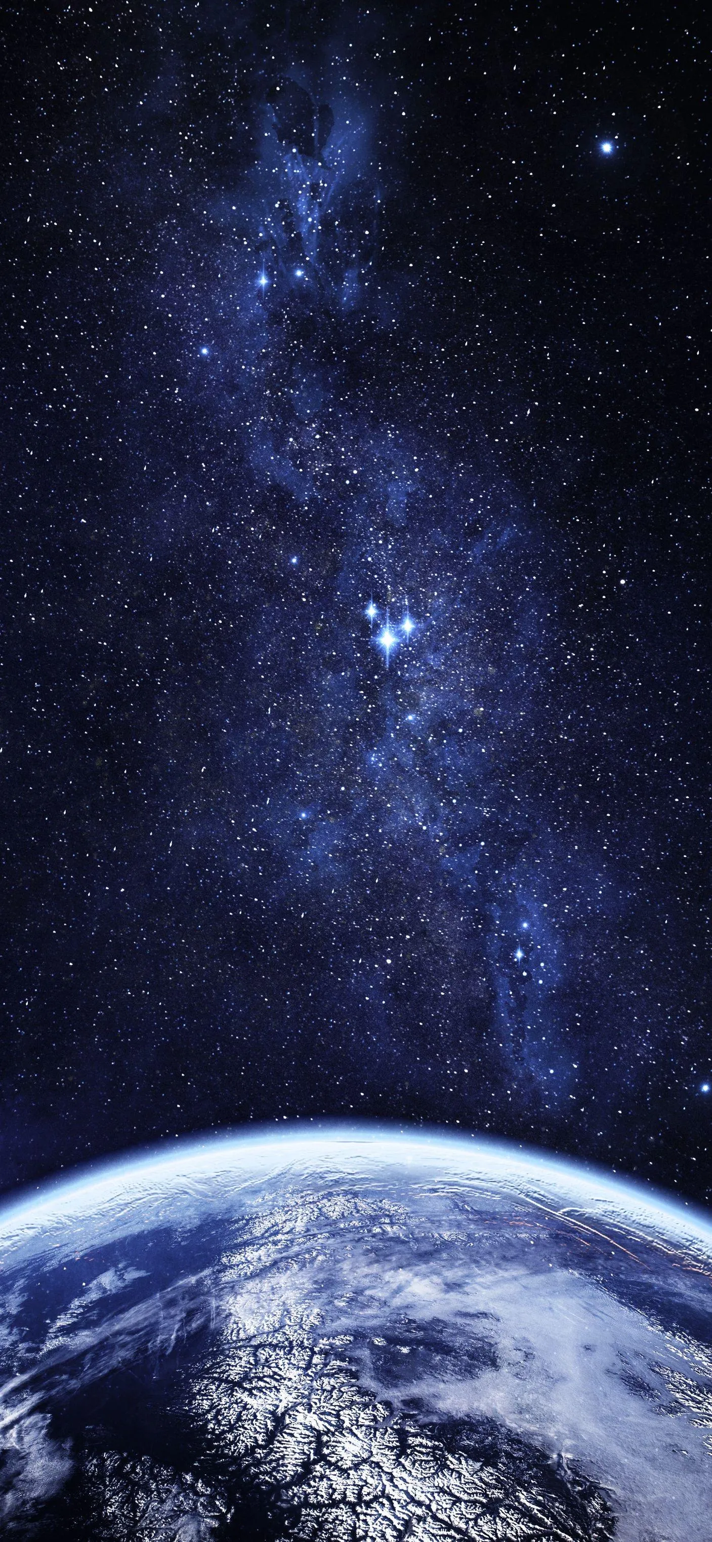 Deep Space Horizon Showing Earth and Shining Stars Wallpaper