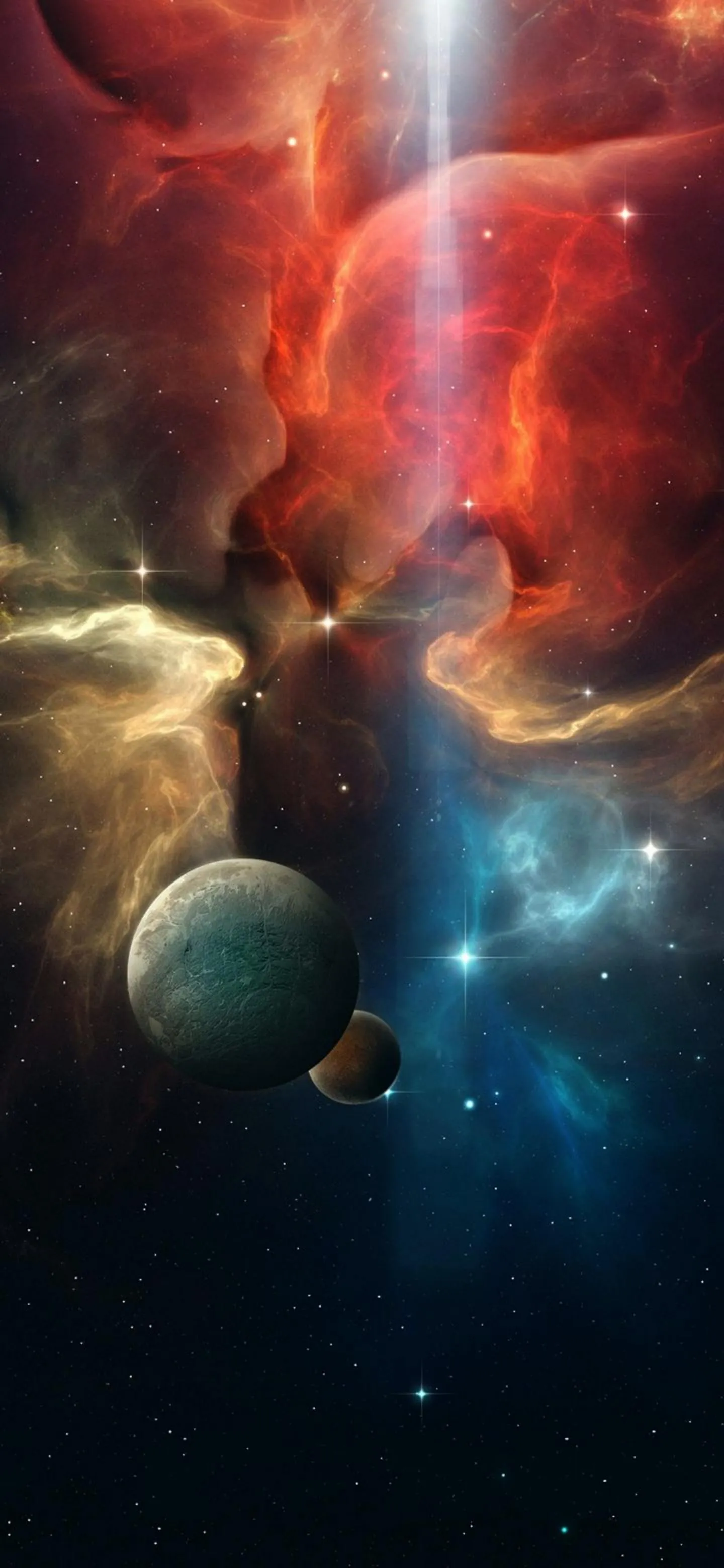 Deep Space Planets and Nebula in Cosmic Scene Wallpaper