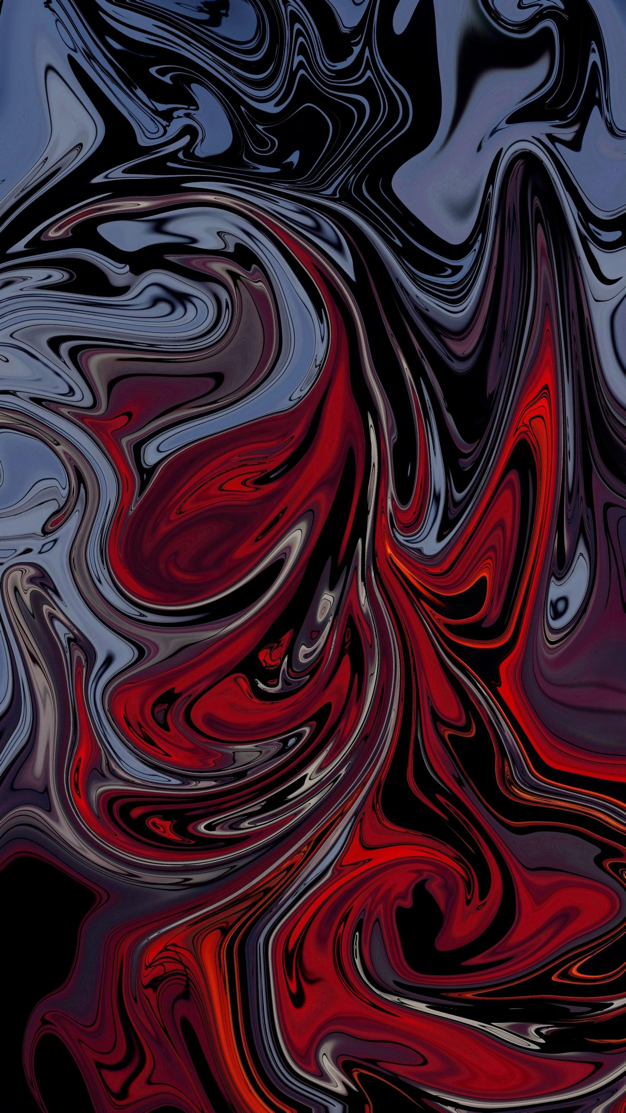 Deep Swirling Red and Black Paint Forming Bold Patterns