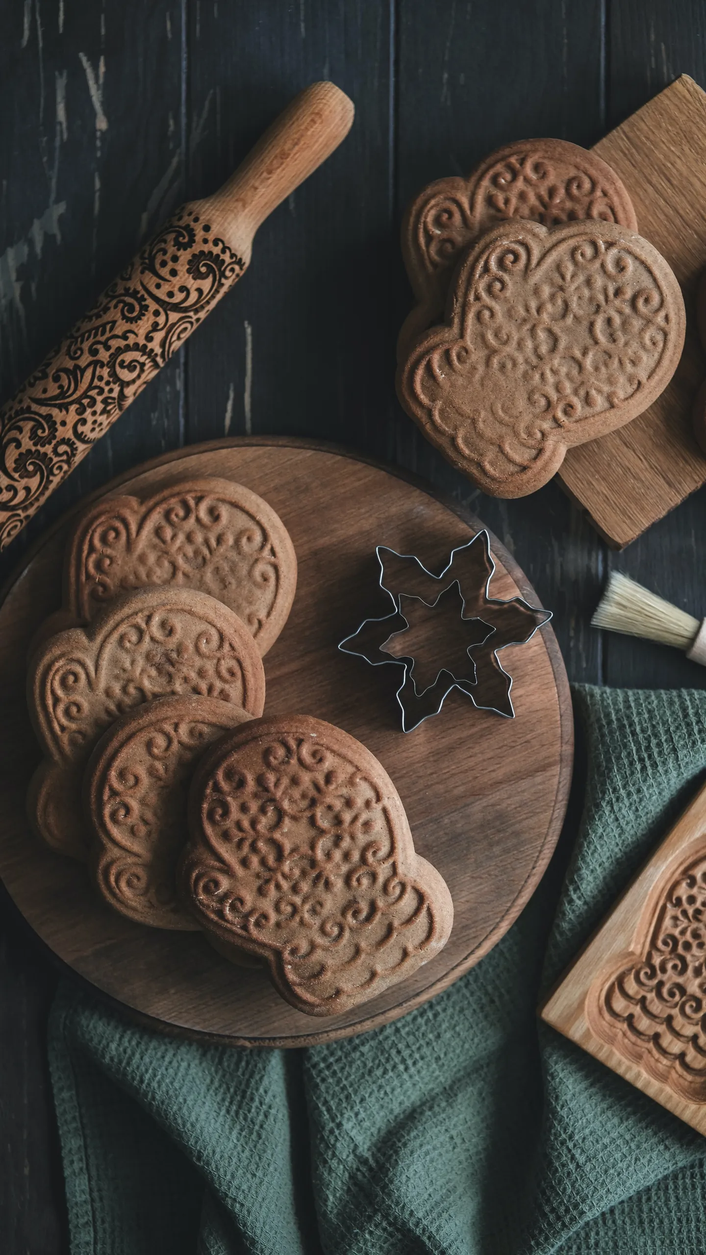 Delicious Chocolate Cookies on Rustic Wooden Table Image